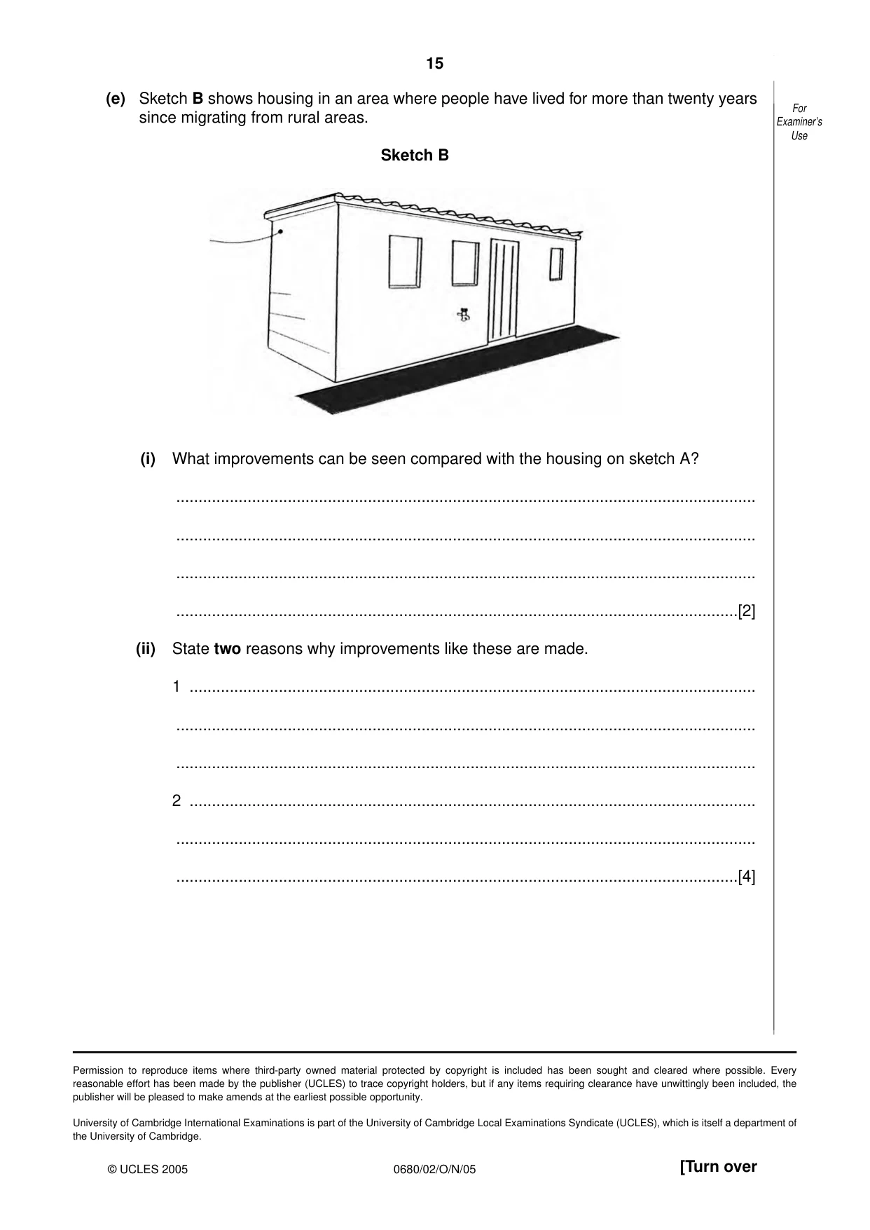 Cambridge IGCSE Environmental Management 0680 2005 Oct/Nov Paper 2 · Variant 1 question paper, page 15 of 16