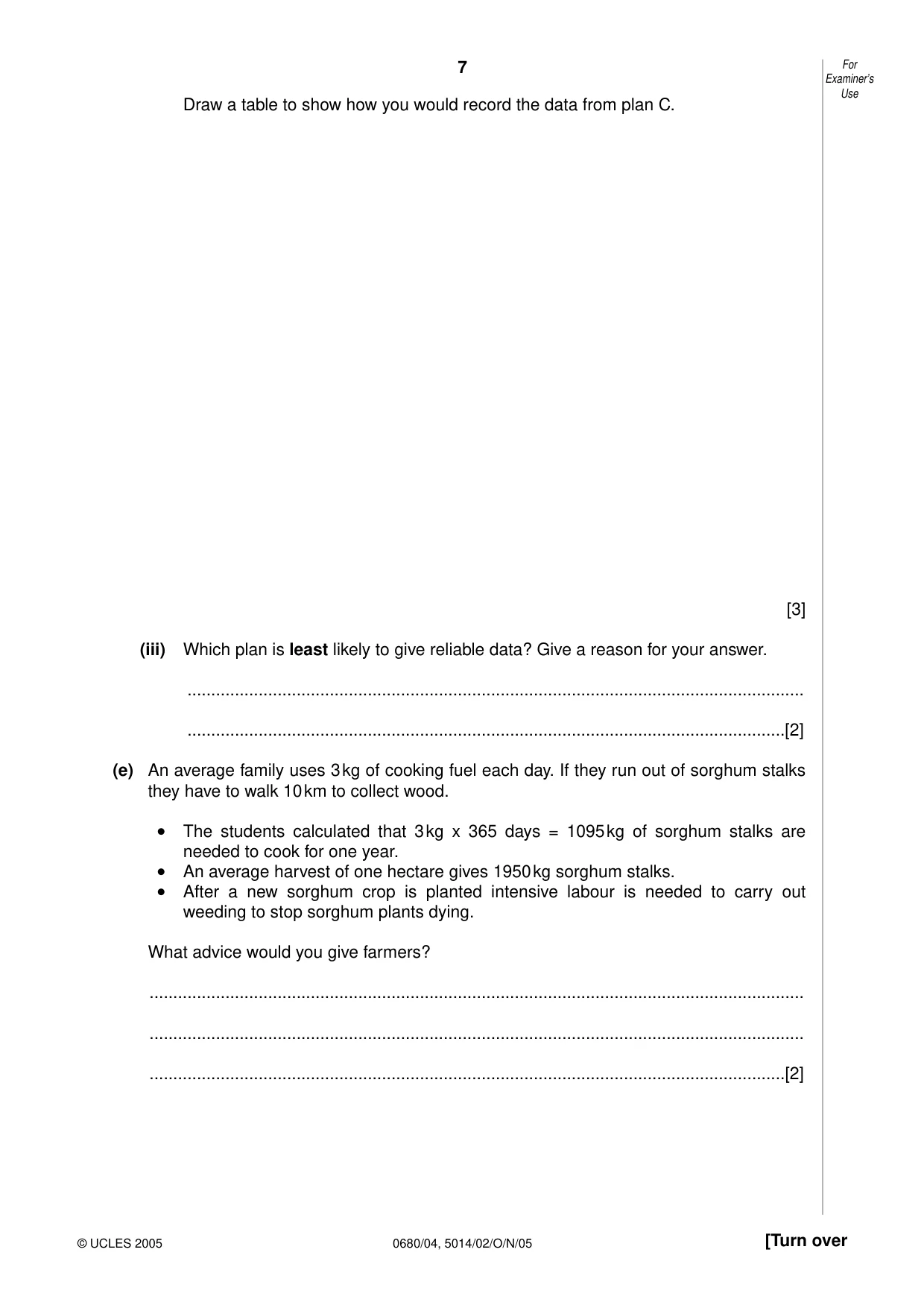 Cambridge IGCSE Environmental Management 0680 2005 Oct/Nov Paper 4 · Variant 1 question paper, page 7 of 16