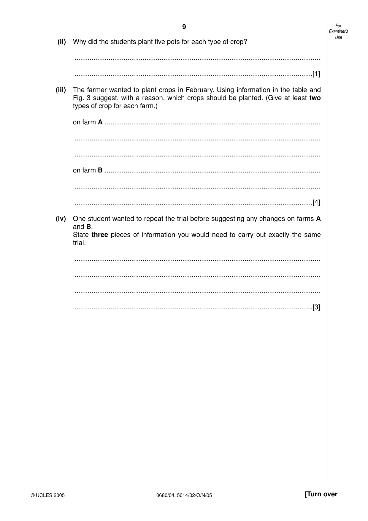 Cambridge IGCSE Environmental Management 0680 2005 Oct/Nov Paper 4 · Variant 1 question paper, page 9 of 16