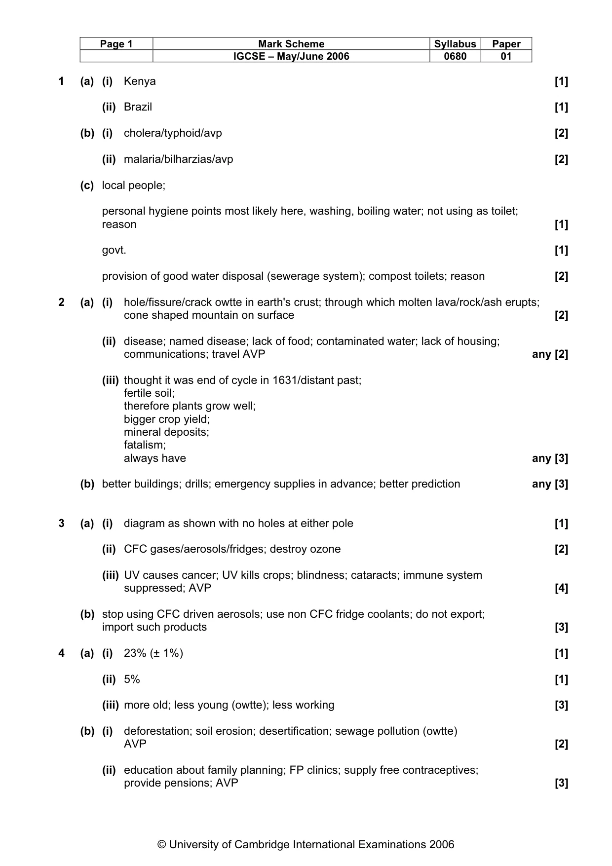 Mark scheme, page 2 of 3