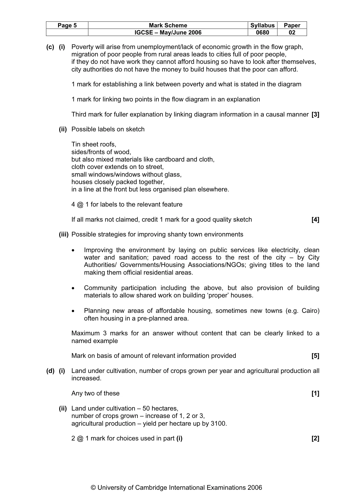 Mark scheme, page 6 of 7