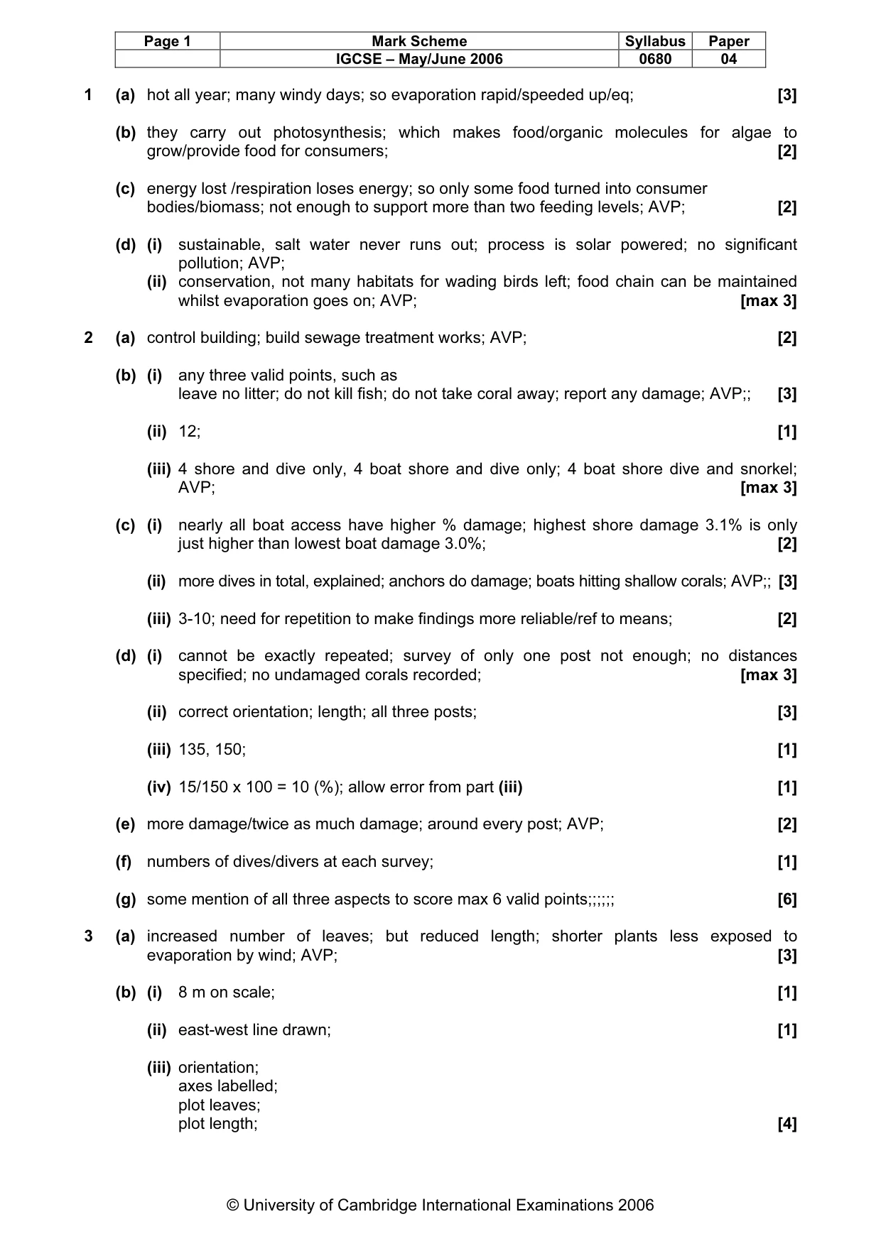 Mark scheme, page 2 of 3