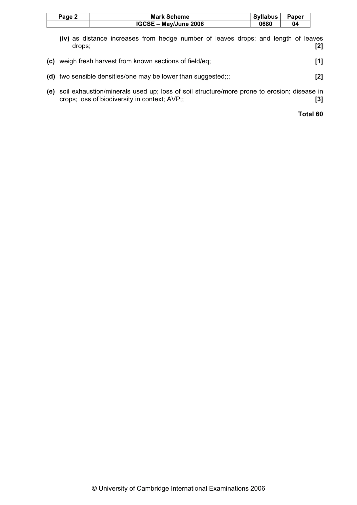 Mark scheme, page 3 of 3