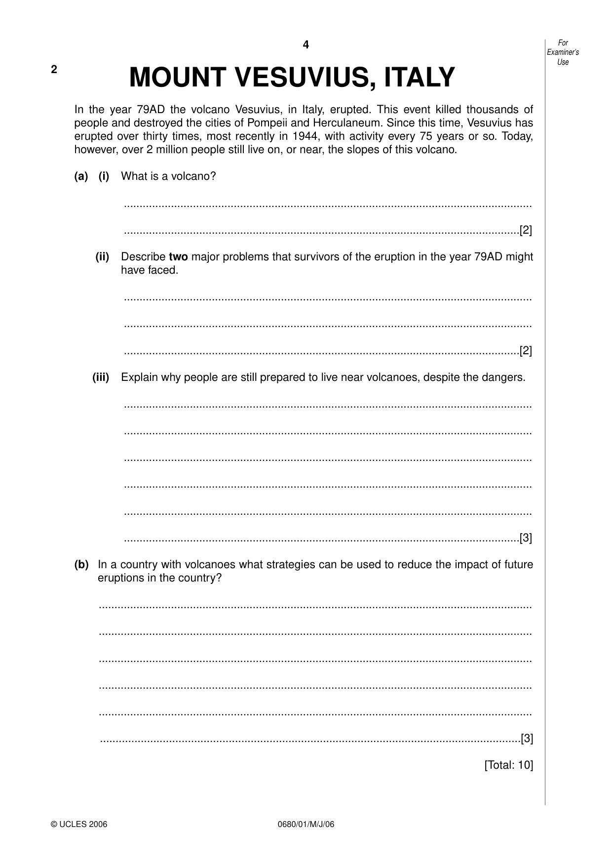 Cambridge IGCSE Environmental Management 0680 2006 May/June Paper 1 · Variant 1 question paper, page 4 of 16