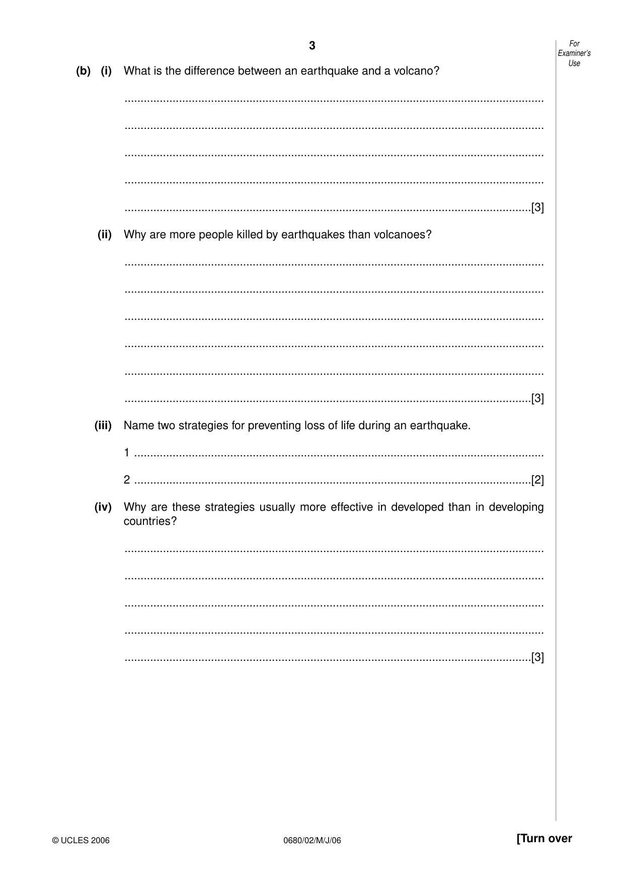 Cambridge IGCSE Environmental Management 0680 2006 May/June Paper 2 · Variant 1 question paper, page 3 of 16