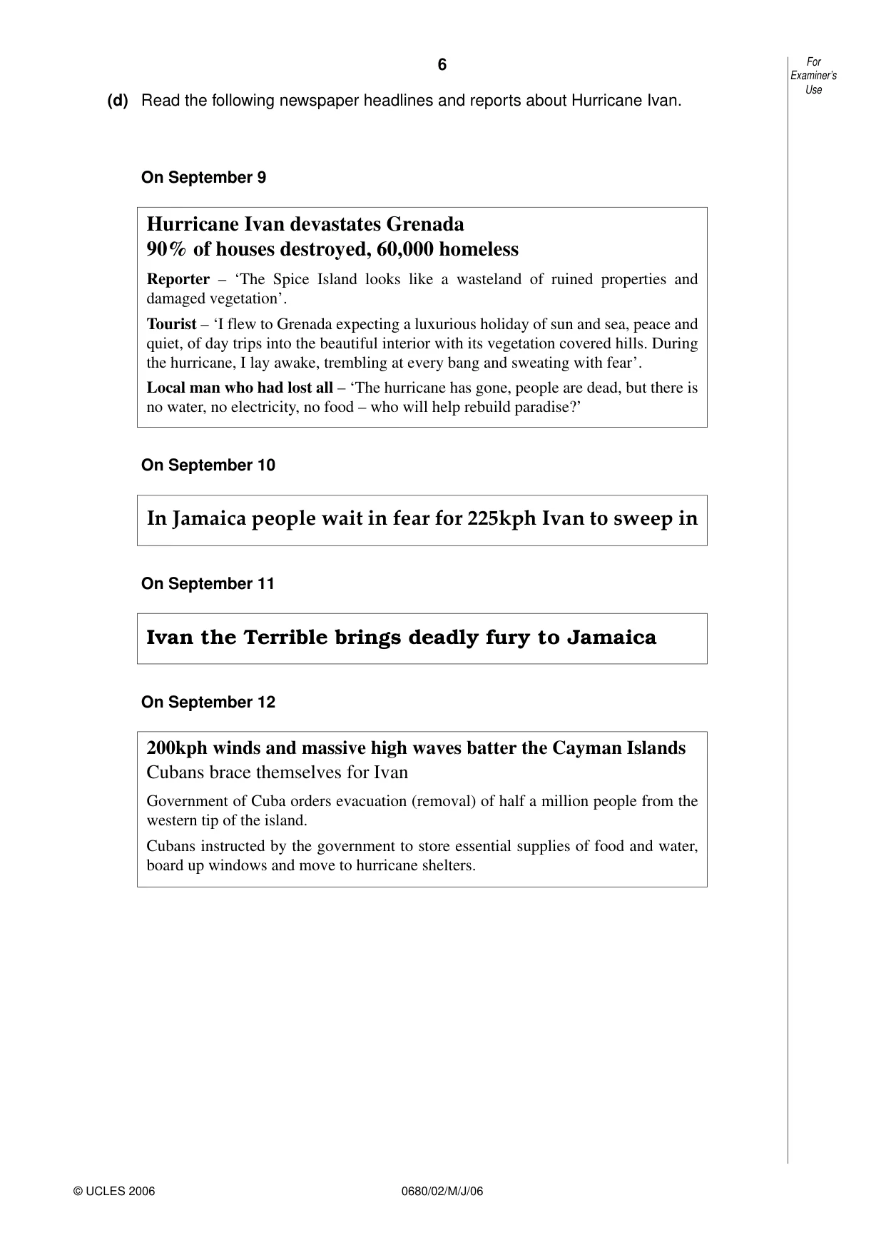 Cambridge IGCSE Environmental Management 0680 2006 May/June Paper 2 · Variant 1 question paper, page 6 of 16