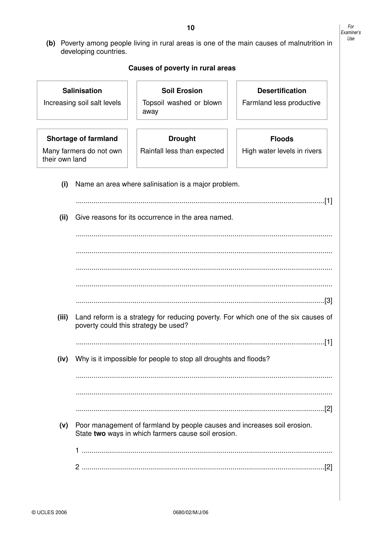Cambridge IGCSE Environmental Management 0680 2006 May/June Paper 2 · Variant 1 question paper, page 10 of 16