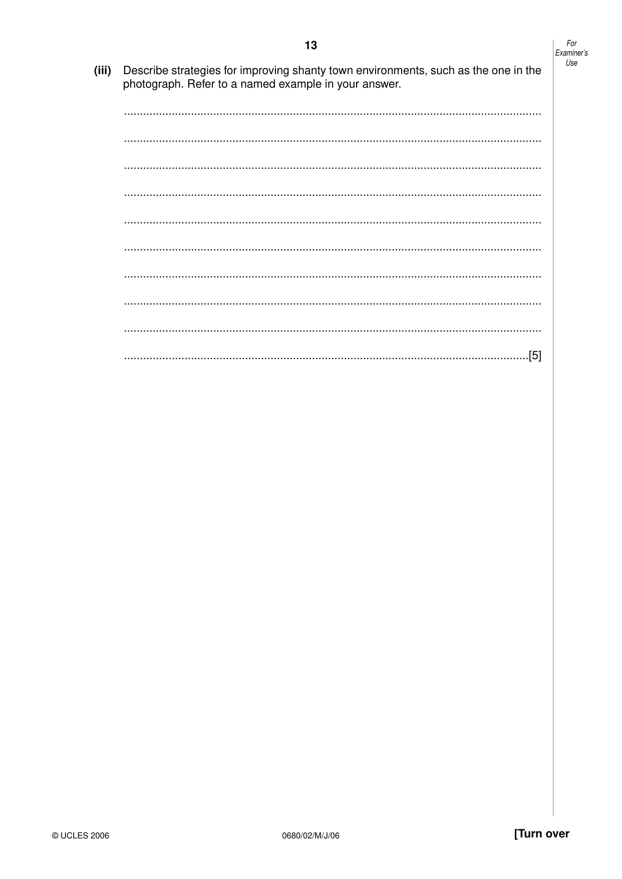 Cambridge IGCSE Environmental Management 0680 2006 May/June Paper 2 · Variant 1 question paper, page 13 of 16