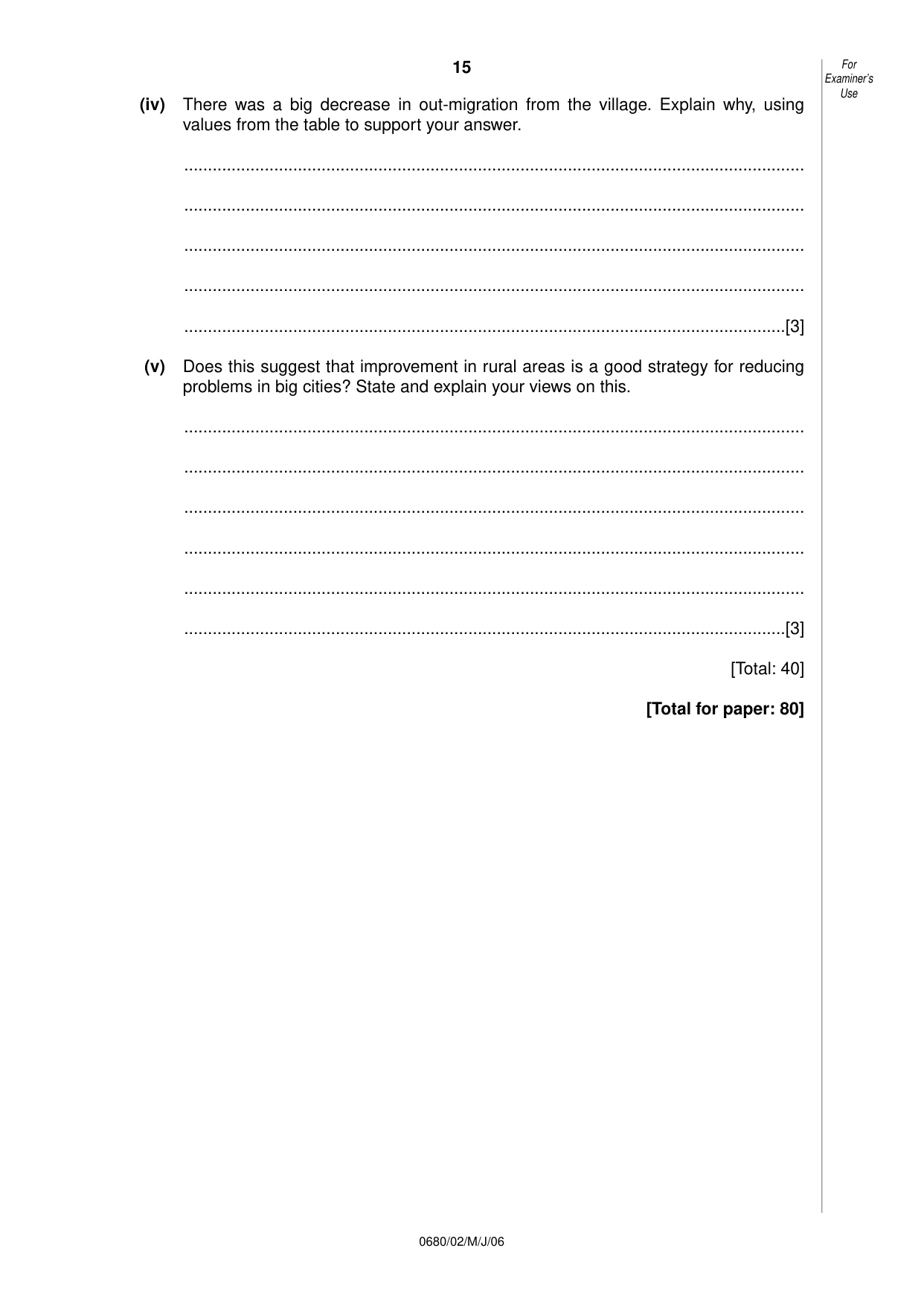 Cambridge IGCSE Environmental Management 0680 2006 May/June Paper 2 · Variant 1 question paper, page 15 of 16
