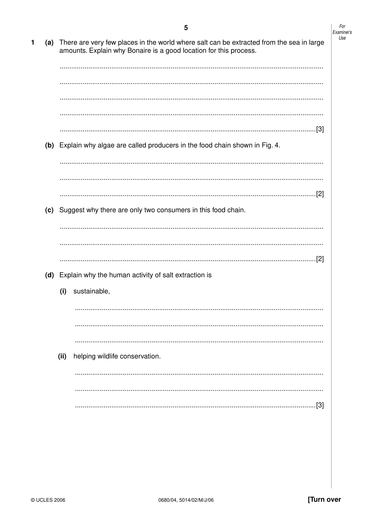 Cambridge IGCSE Environmental Management 0680 2006 May/June Paper 4 · Variant 1 question paper, page 5 of 20
