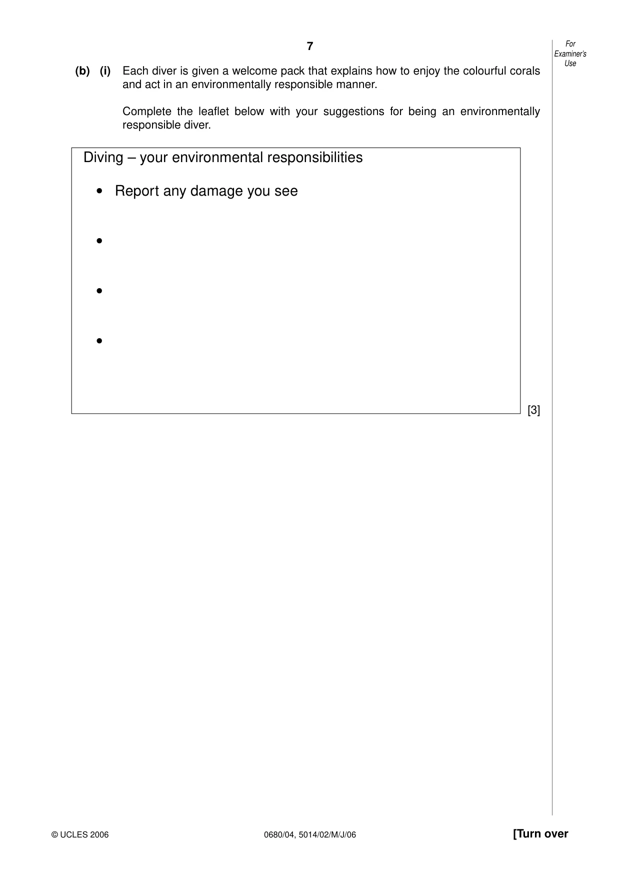 Cambridge IGCSE Environmental Management 0680 2006 May/June Paper 4 · Variant 1 question paper, page 7 of 20