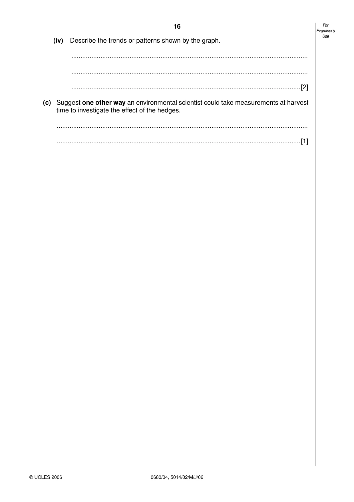 Cambridge IGCSE Environmental Management 0680 2006 May/June Paper 4 · Variant 1 question paper, page 16 of 20