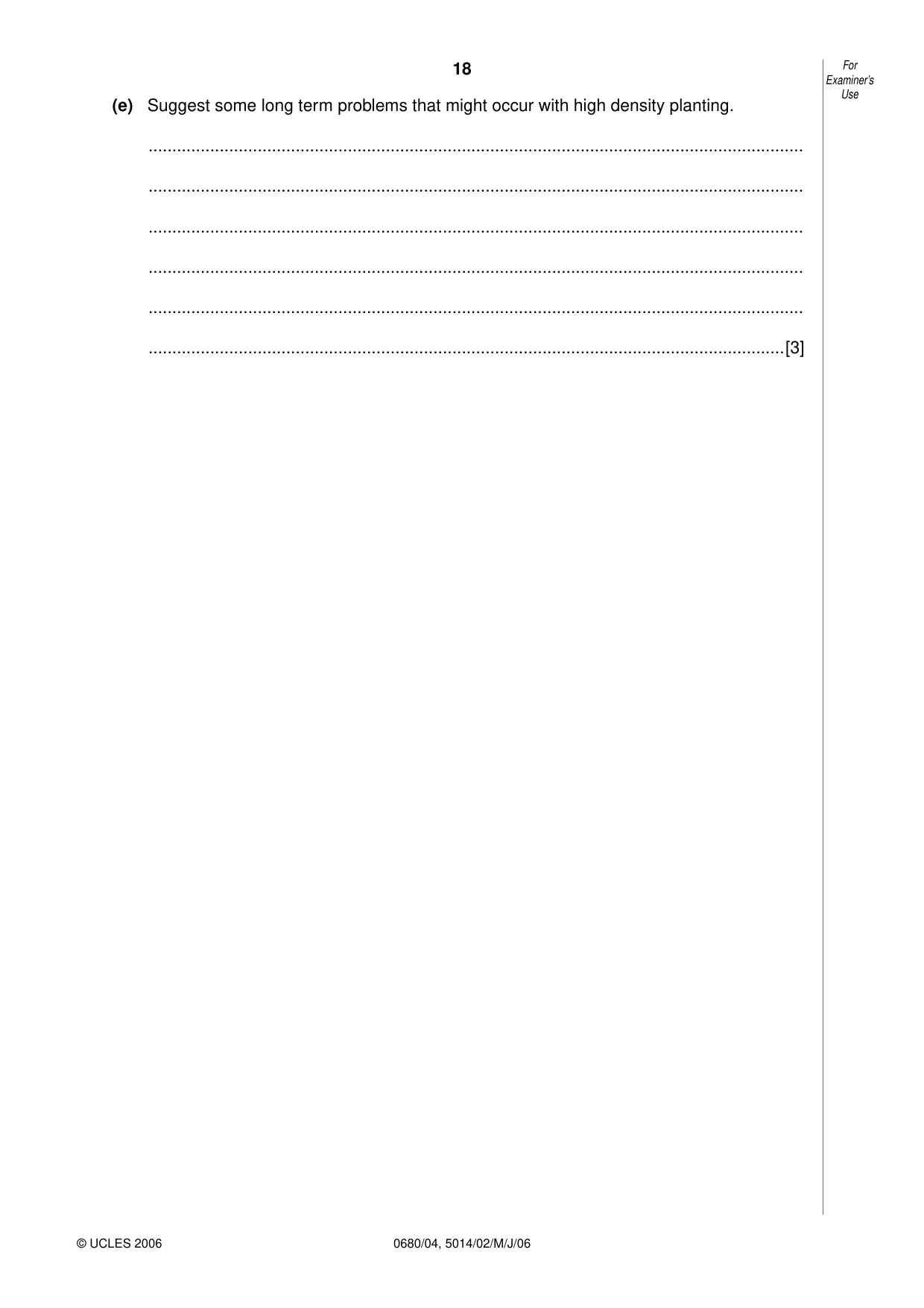Cambridge IGCSE Environmental Management 0680 2006 May/June Paper 4 · Variant 1 question paper, page 18 of 20
