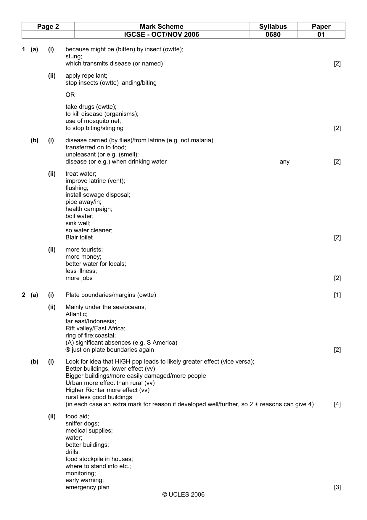 Mark scheme, page 2 of 5