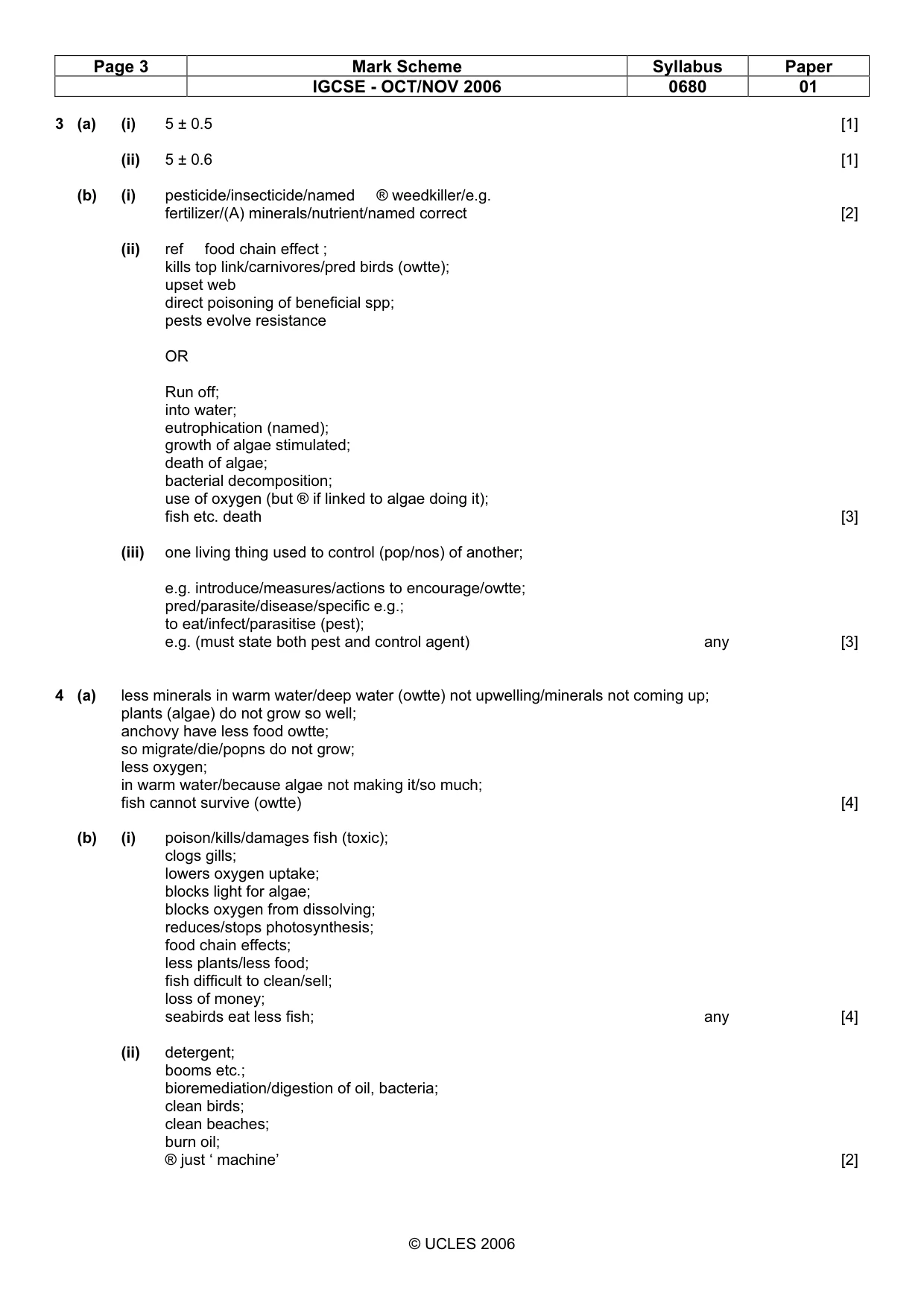 Mark scheme, page 3 of 5