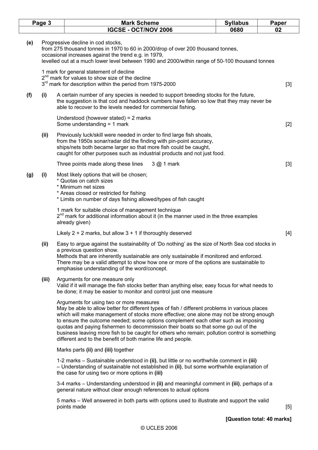 Mark scheme, page 3 of 6