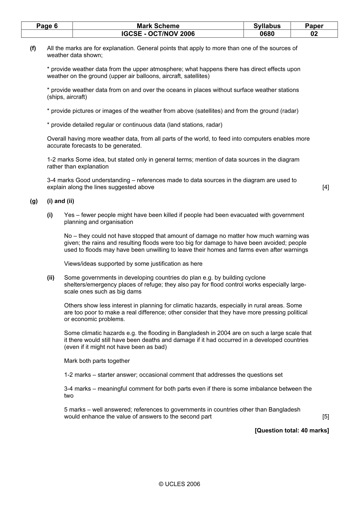 Mark scheme, page 6 of 6