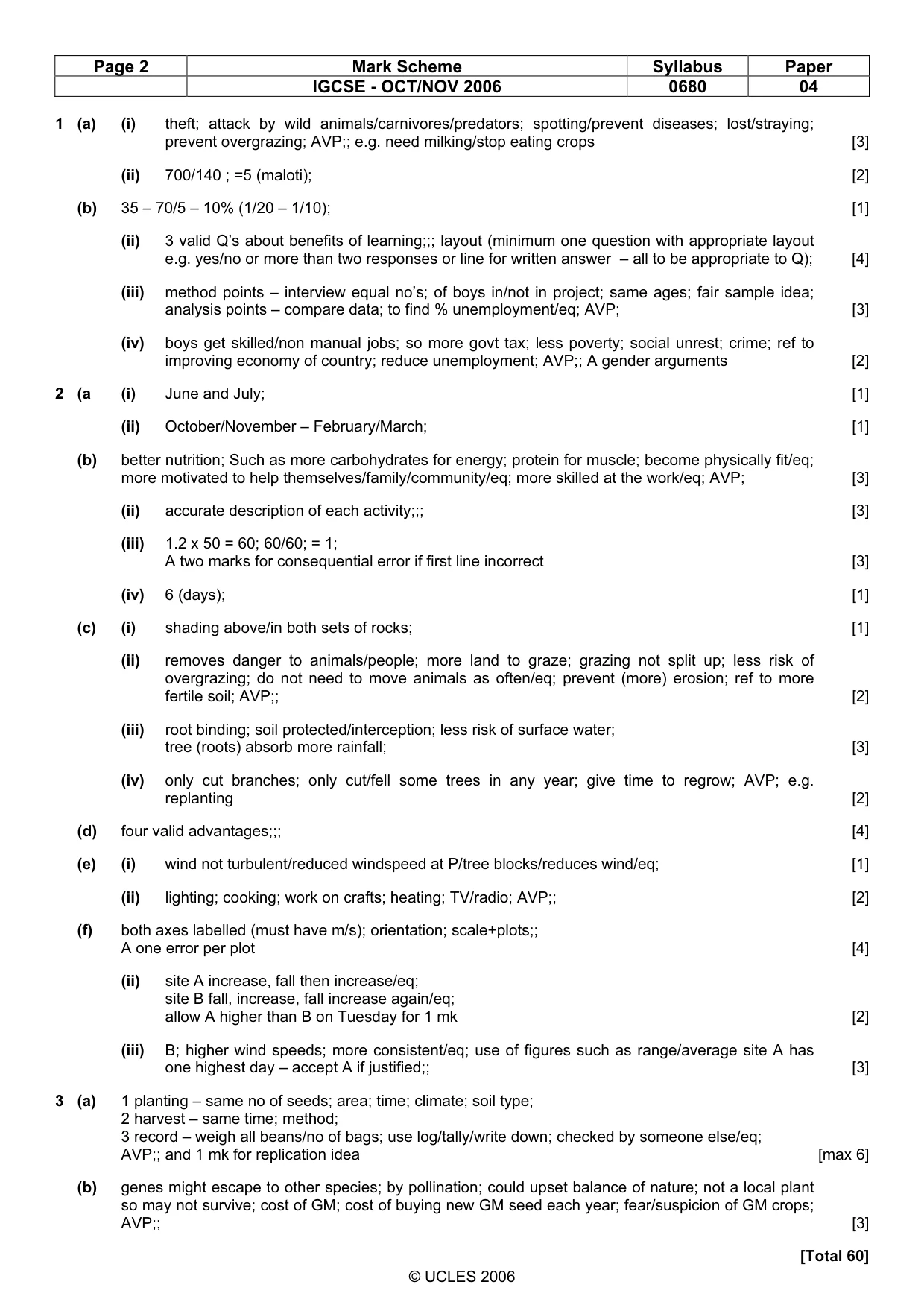 Mark scheme, page 2 of 2
