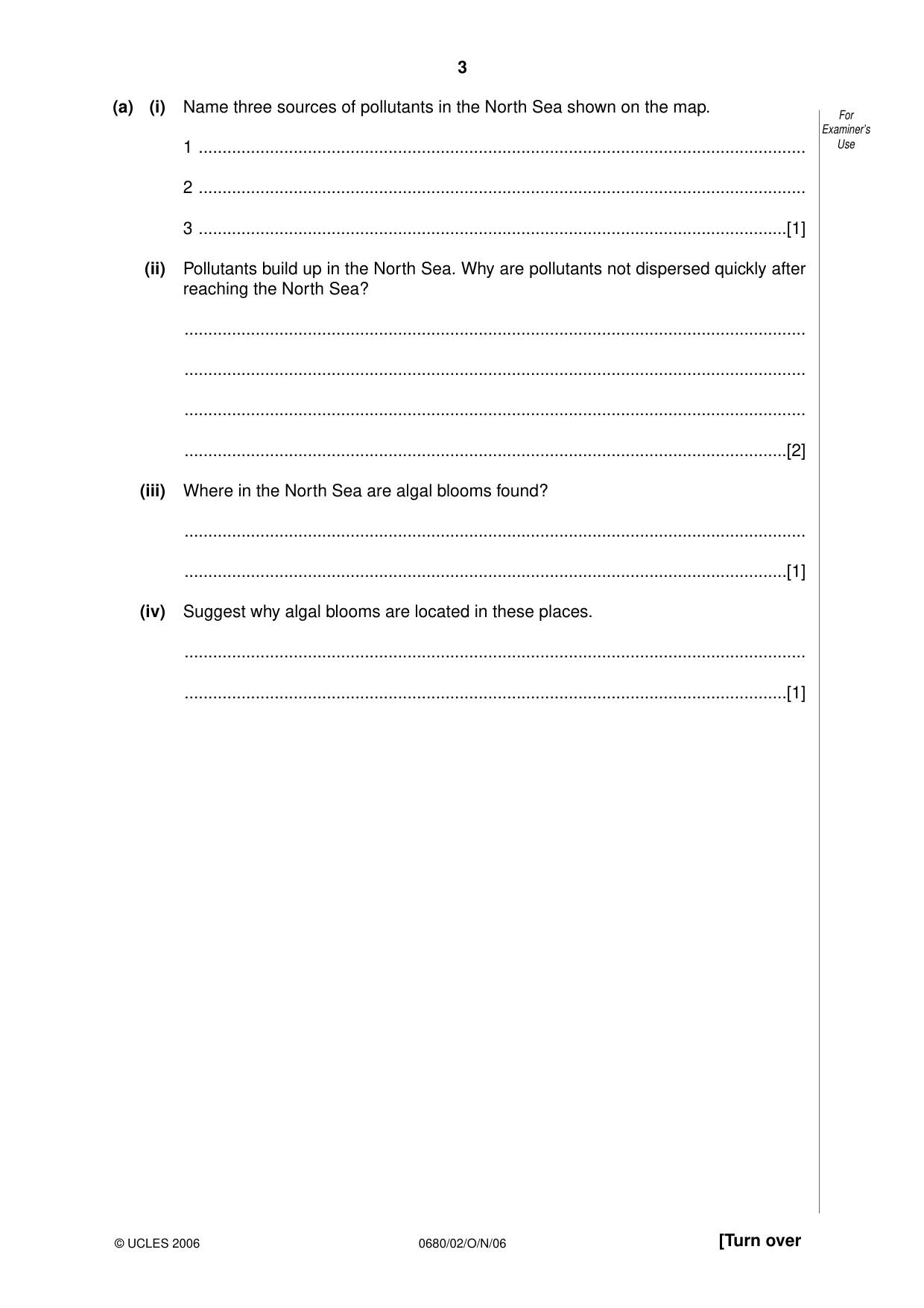 Cambridge IGCSE Environmental Management 0680 2006 Oct/Nov Paper 2 · Variant 1 question paper, page 3 of 16