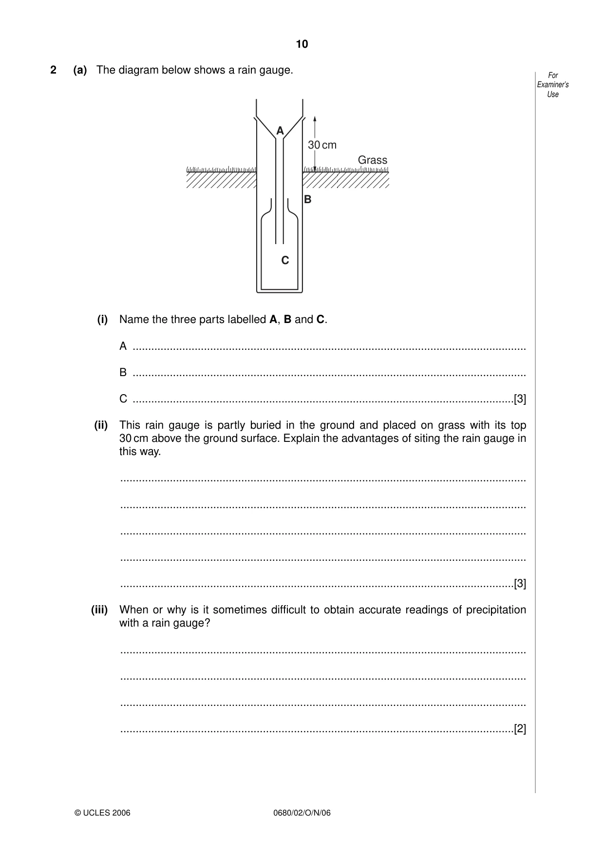 Cambridge IGCSE Environmental Management 0680 2006 Oct/Nov Paper 2 · Variant 1 question paper, page 10 of 16