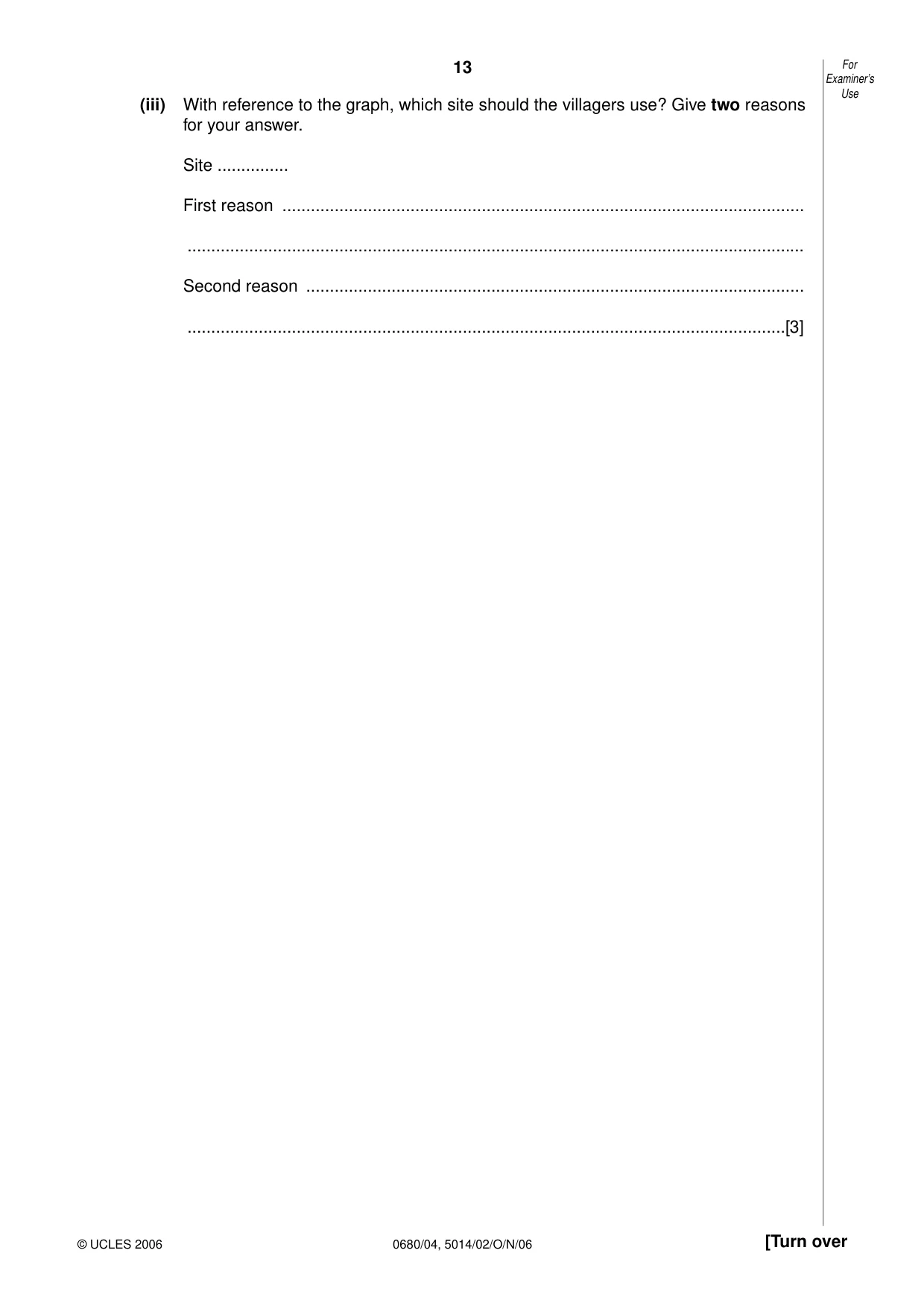 Cambridge IGCSE Environmental Management 0680 2006 Oct/Nov Paper 4 · Variant 1 question paper, page 13 of 16