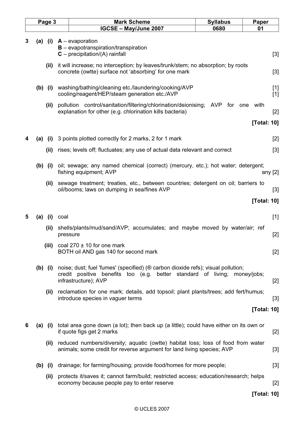 Mark scheme, page 3 of 3