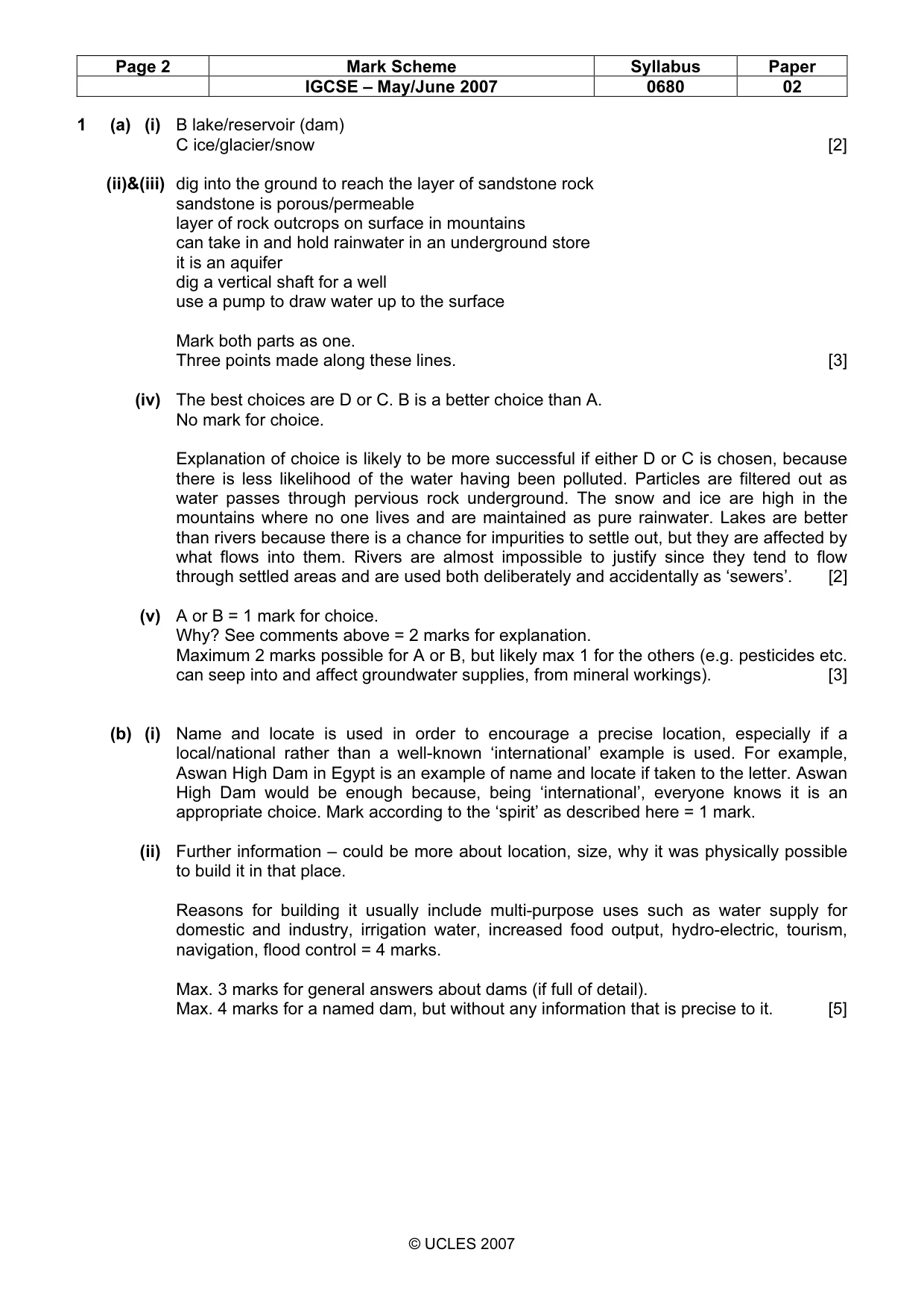 Mark scheme, page 2 of 7