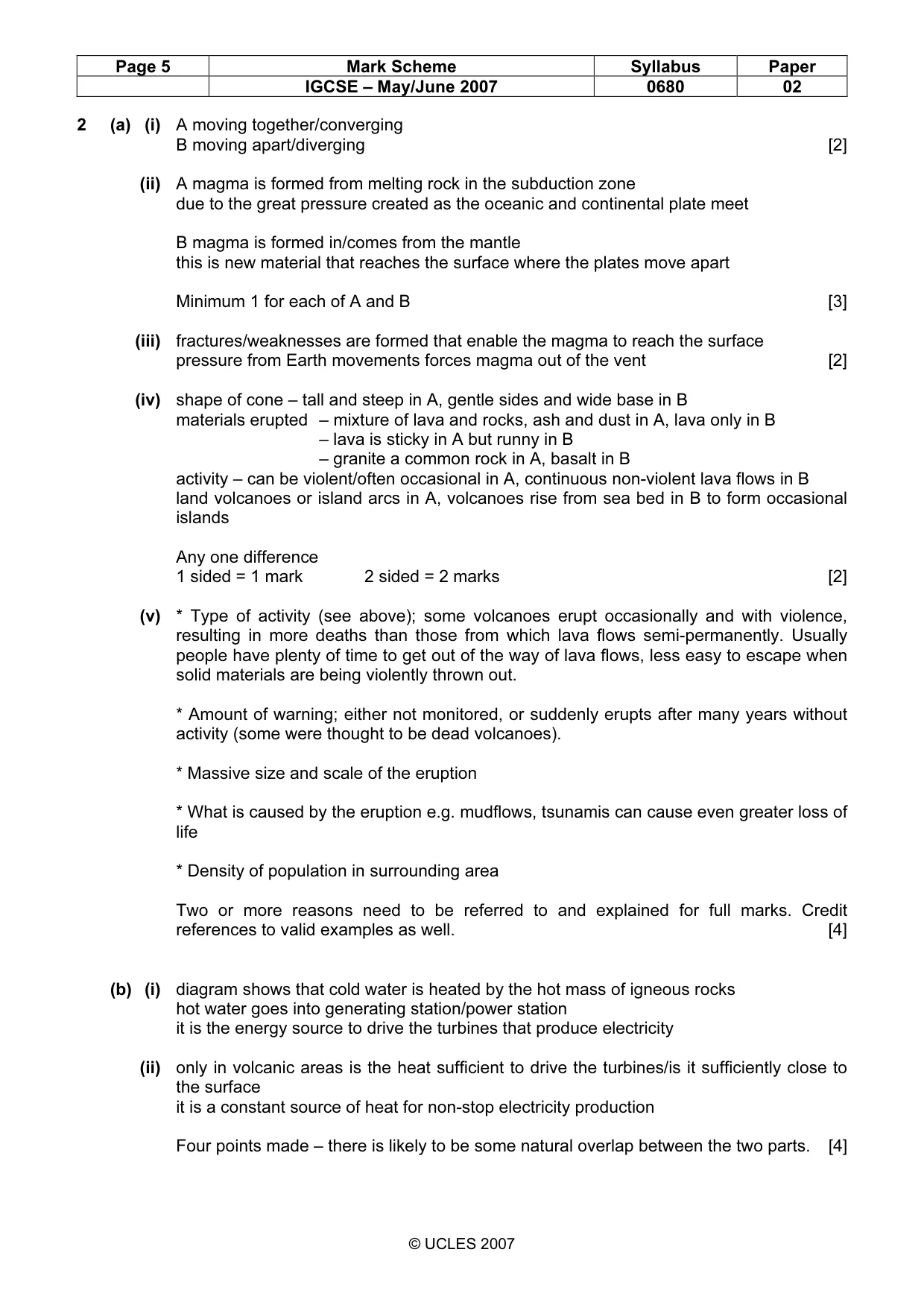 Mark scheme, page 5 of 7
