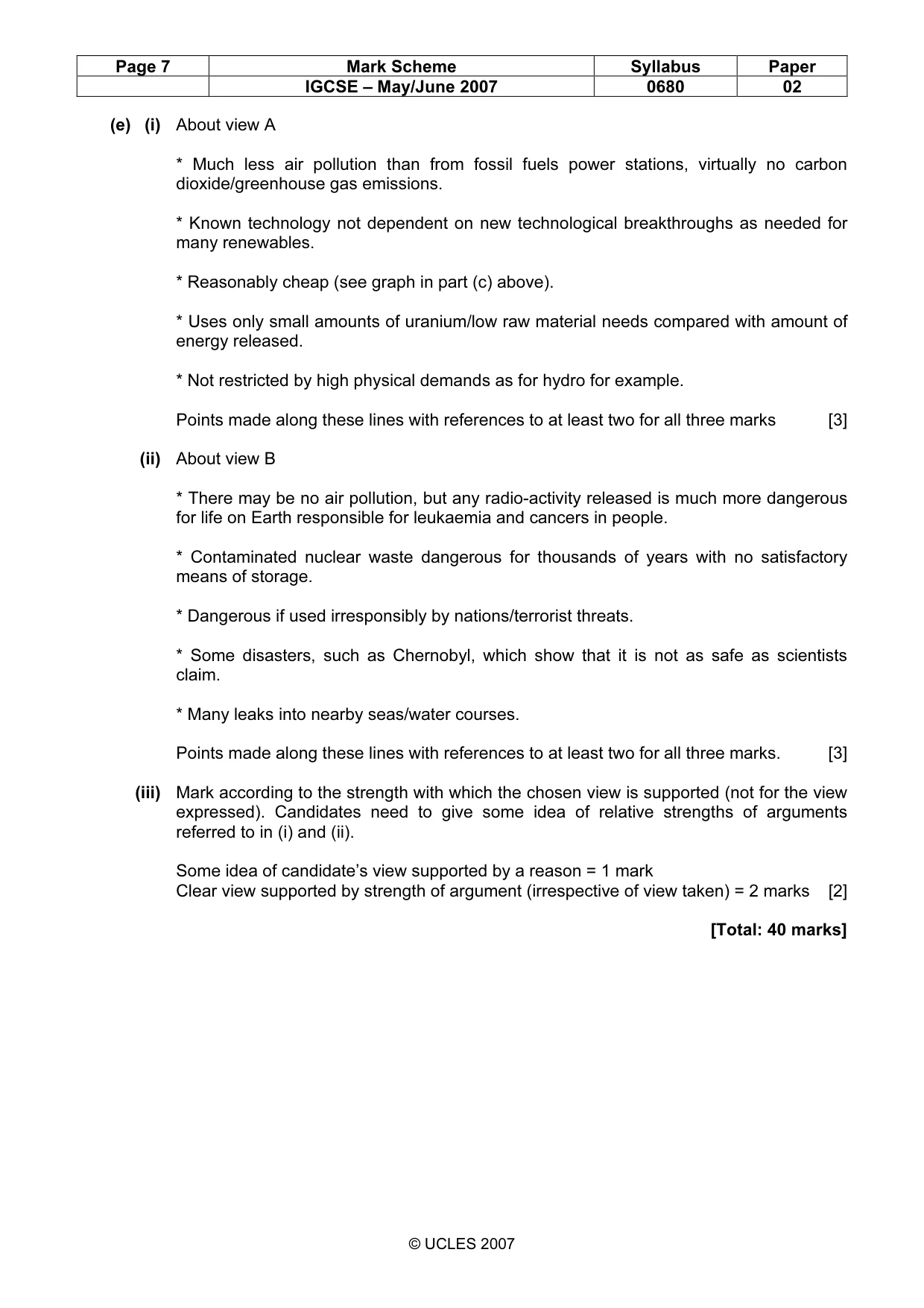 Mark scheme, page 7 of 7