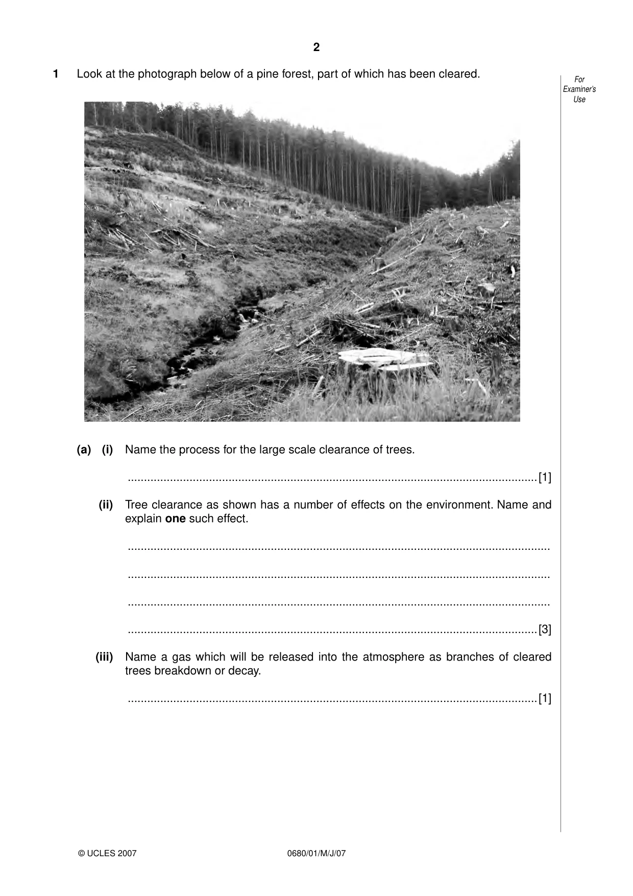 Cambridge IGCSE Environmental Management 0680 2007 May/June Paper 1 · Variant 1 question paper, page 2 of 16