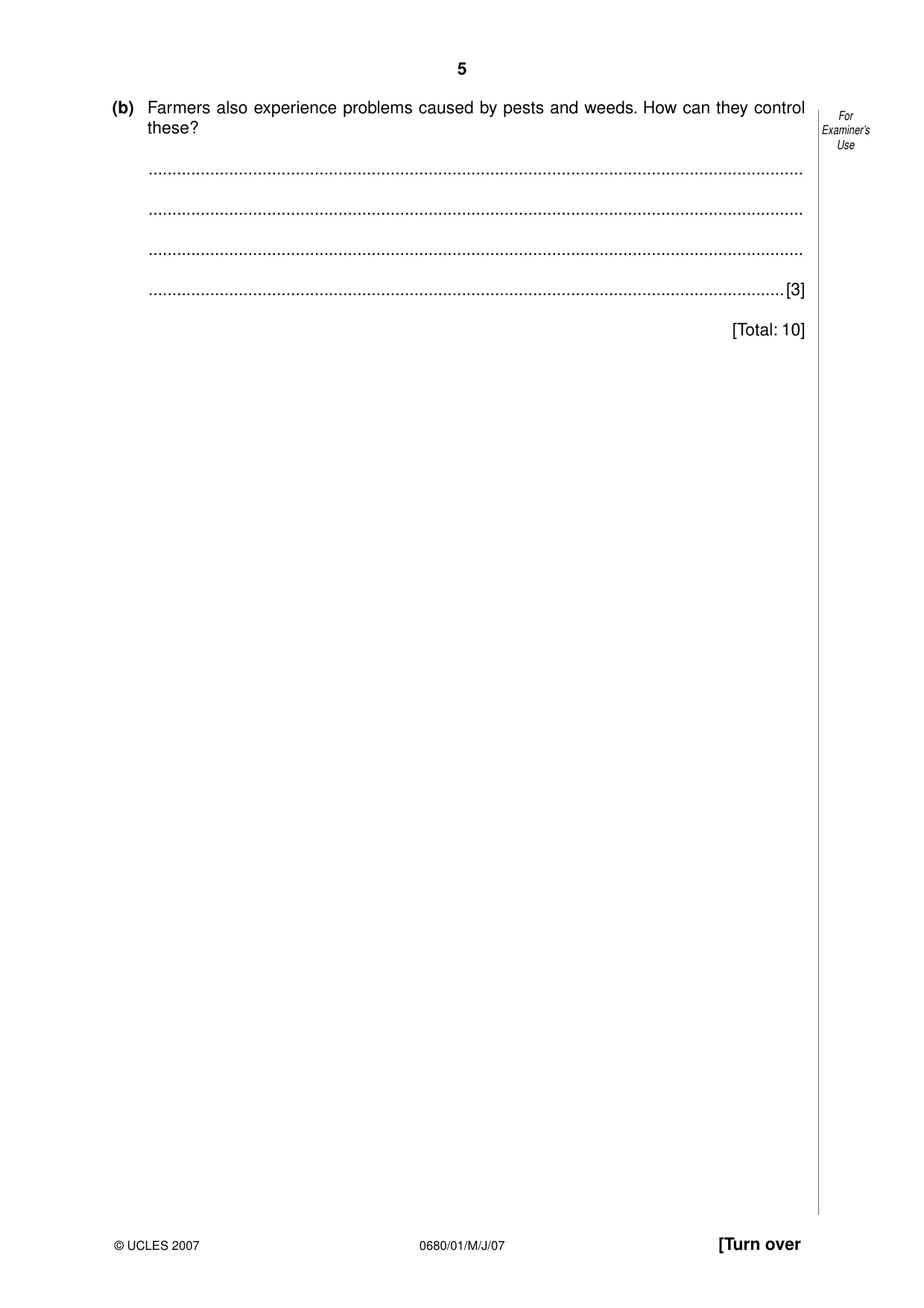 Cambridge IGCSE Environmental Management 0680 2007 May/June Paper 1 · Variant 1 question paper, page 5 of 16