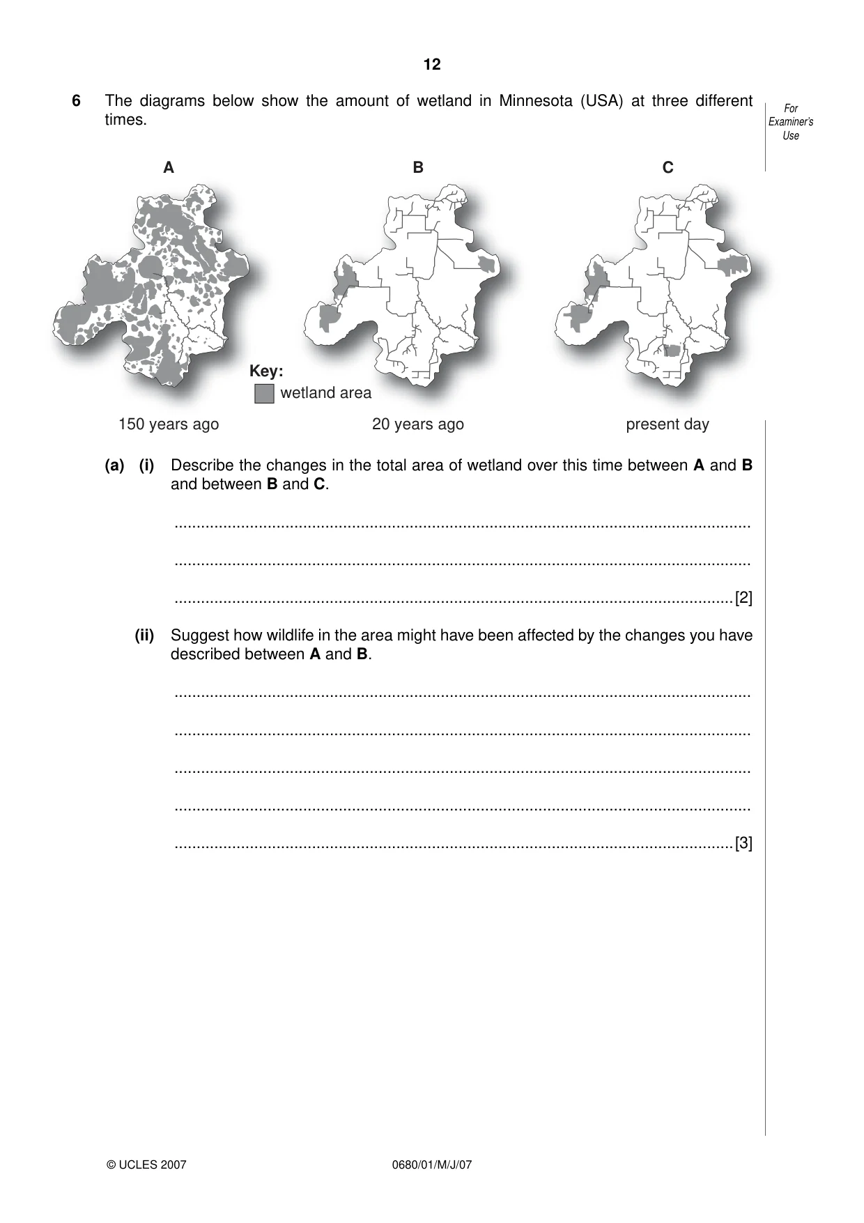 Cambridge IGCSE Environmental Management 0680 2007 May/June Paper 1 · Variant 1 question paper, page 12 of 16