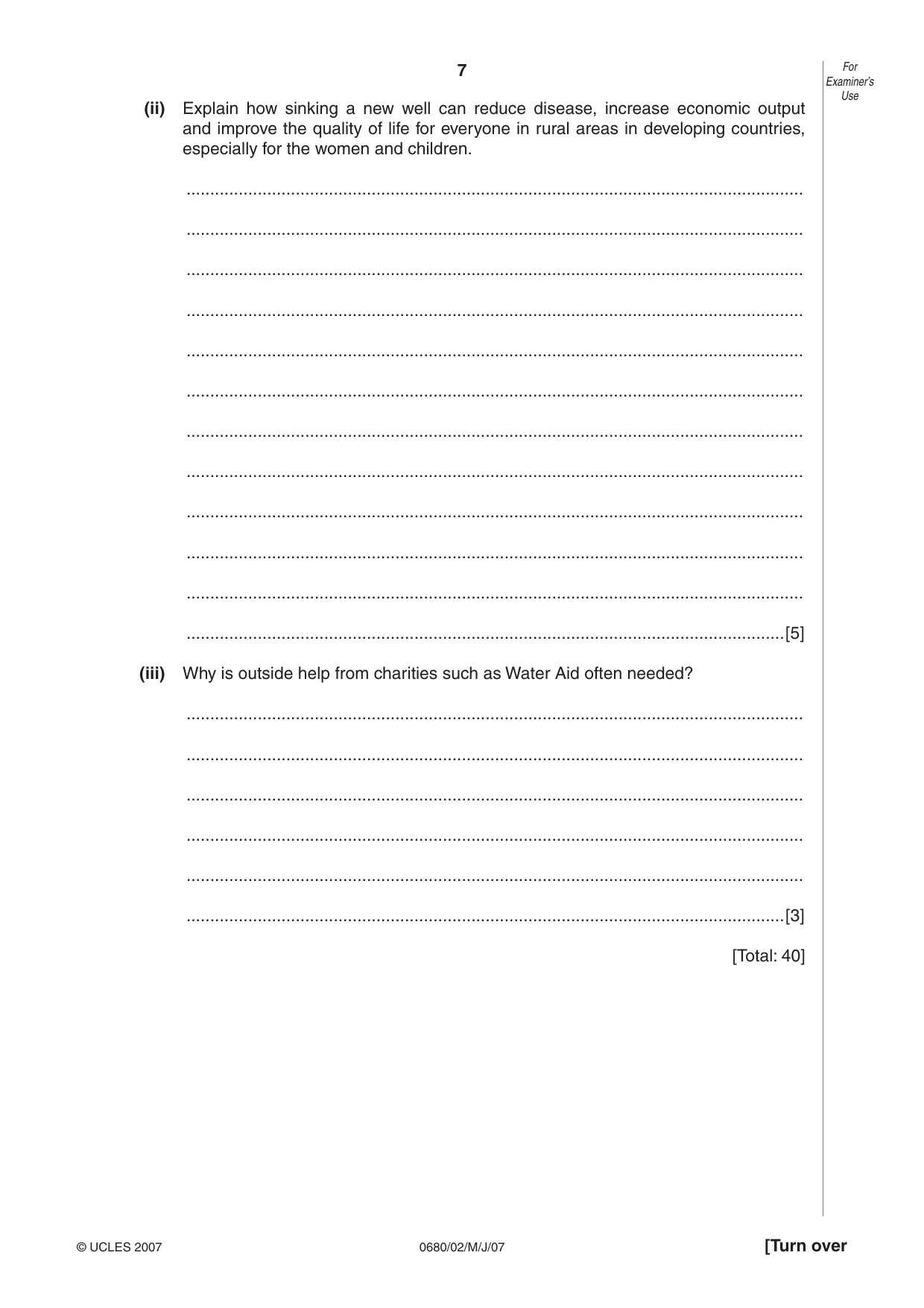 Cambridge IGCSE Environmental Management 0680 2007 May/June Paper 2 · Variant 1 question paper, page 7 of 16