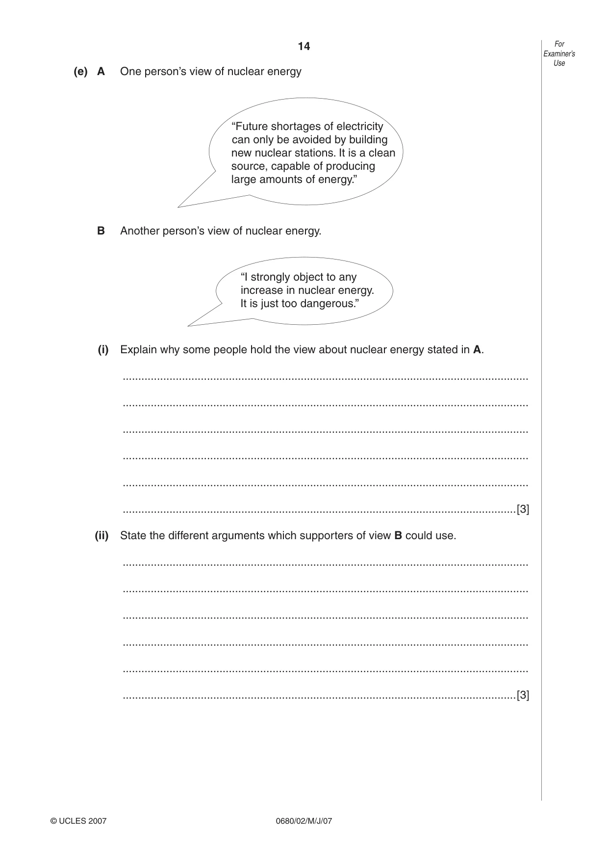 Cambridge IGCSE Environmental Management 0680 2007 May/June Paper 2 · Variant 1 question paper, page 14 of 16