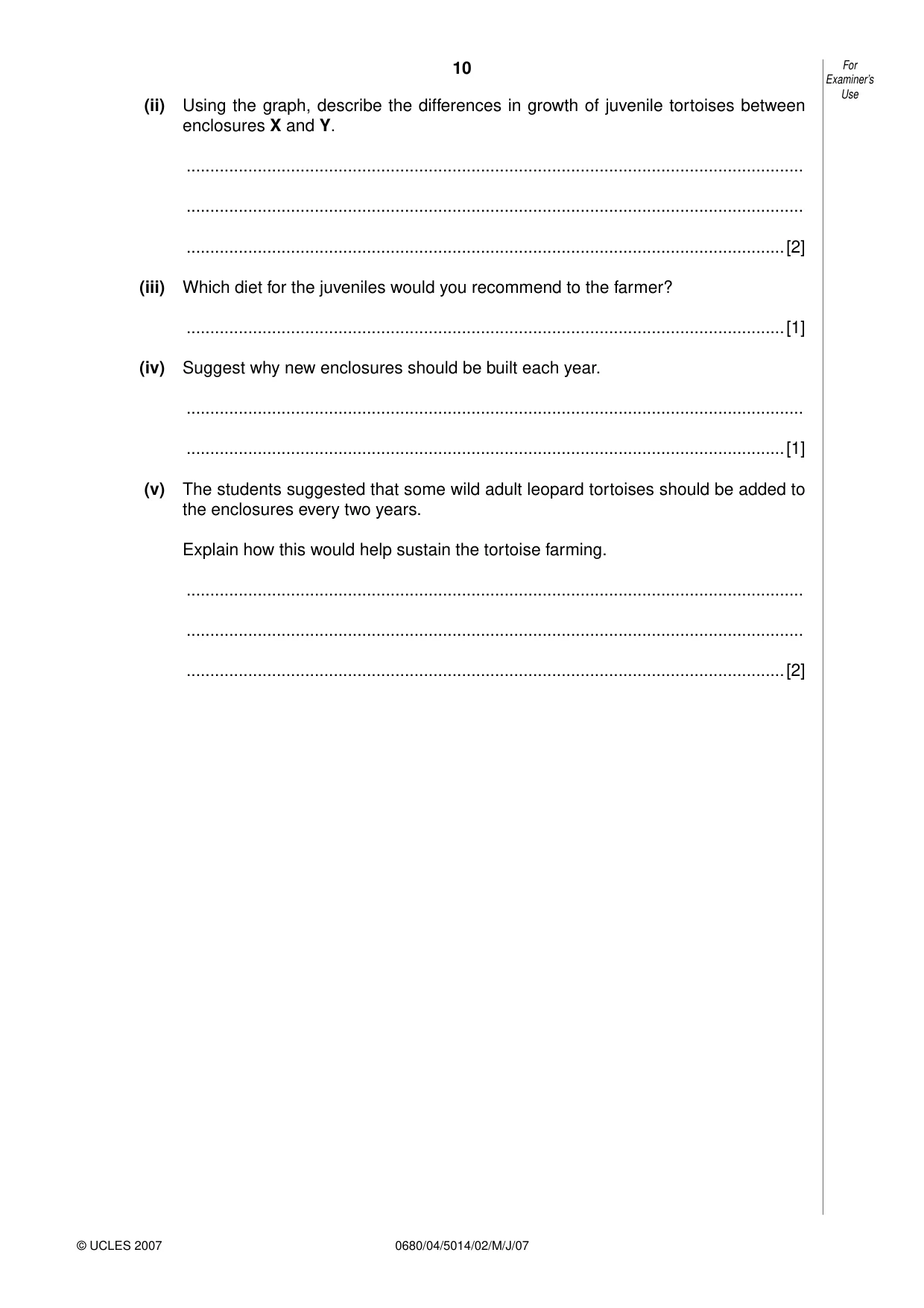 Cambridge IGCSE Environmental Management 0680 2007 May/June Paper 4 · Variant 1 question paper, page 10 of 20