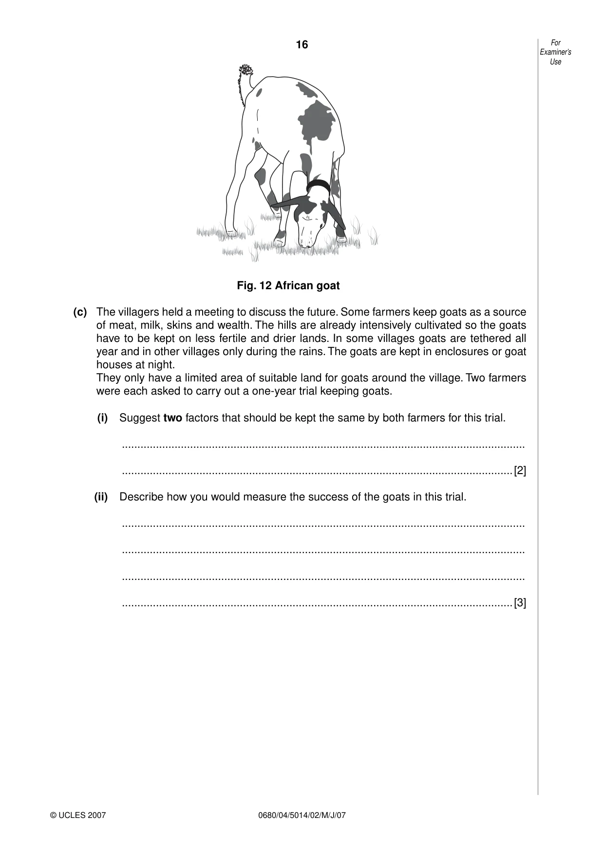 Cambridge IGCSE Environmental Management 0680 2007 May/June Paper 4 · Variant 1 question paper, page 16 of 20