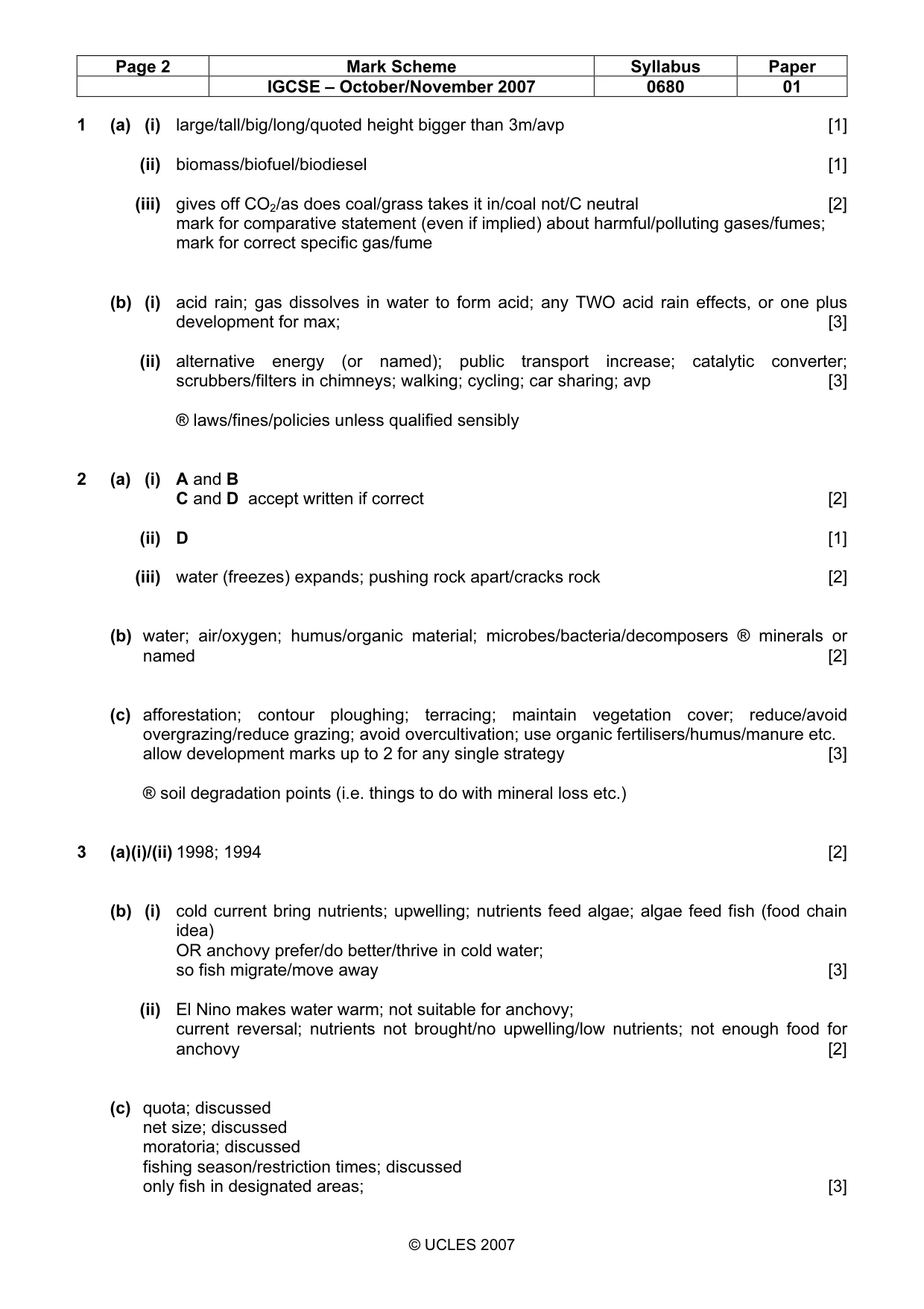 Mark scheme, page 2 of 4