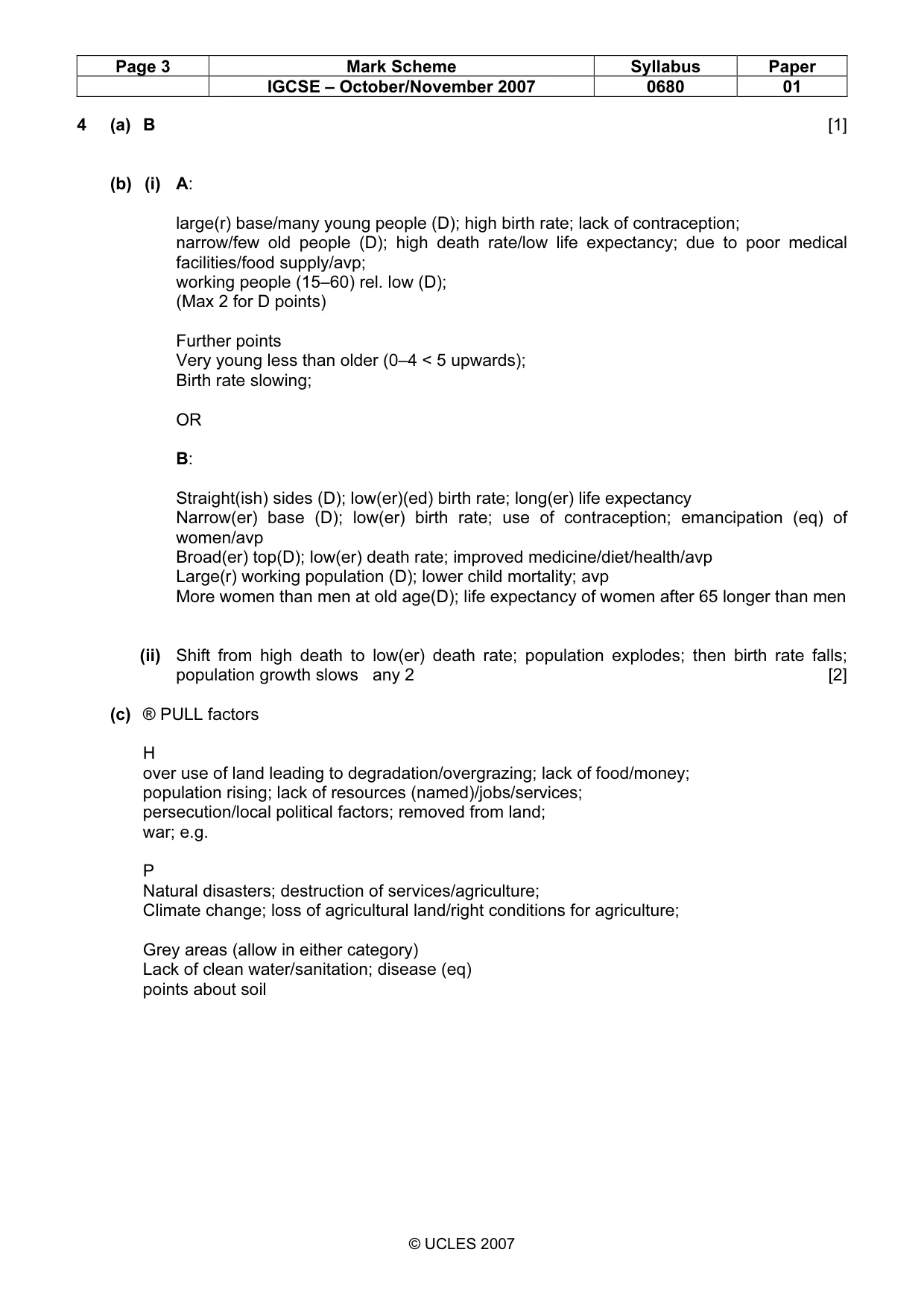 Mark scheme, page 3 of 4
