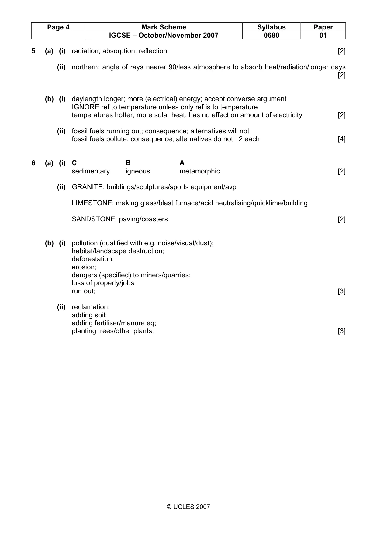Mark scheme, page 4 of 4
