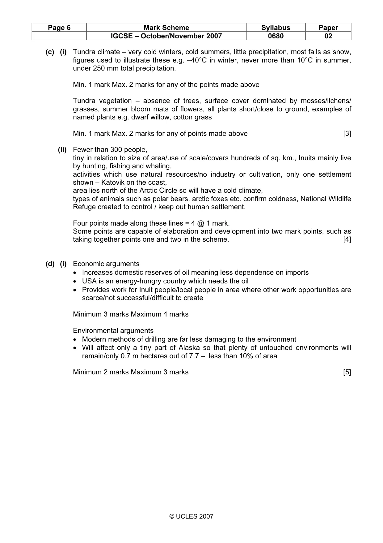 Mark scheme, page 6 of 7