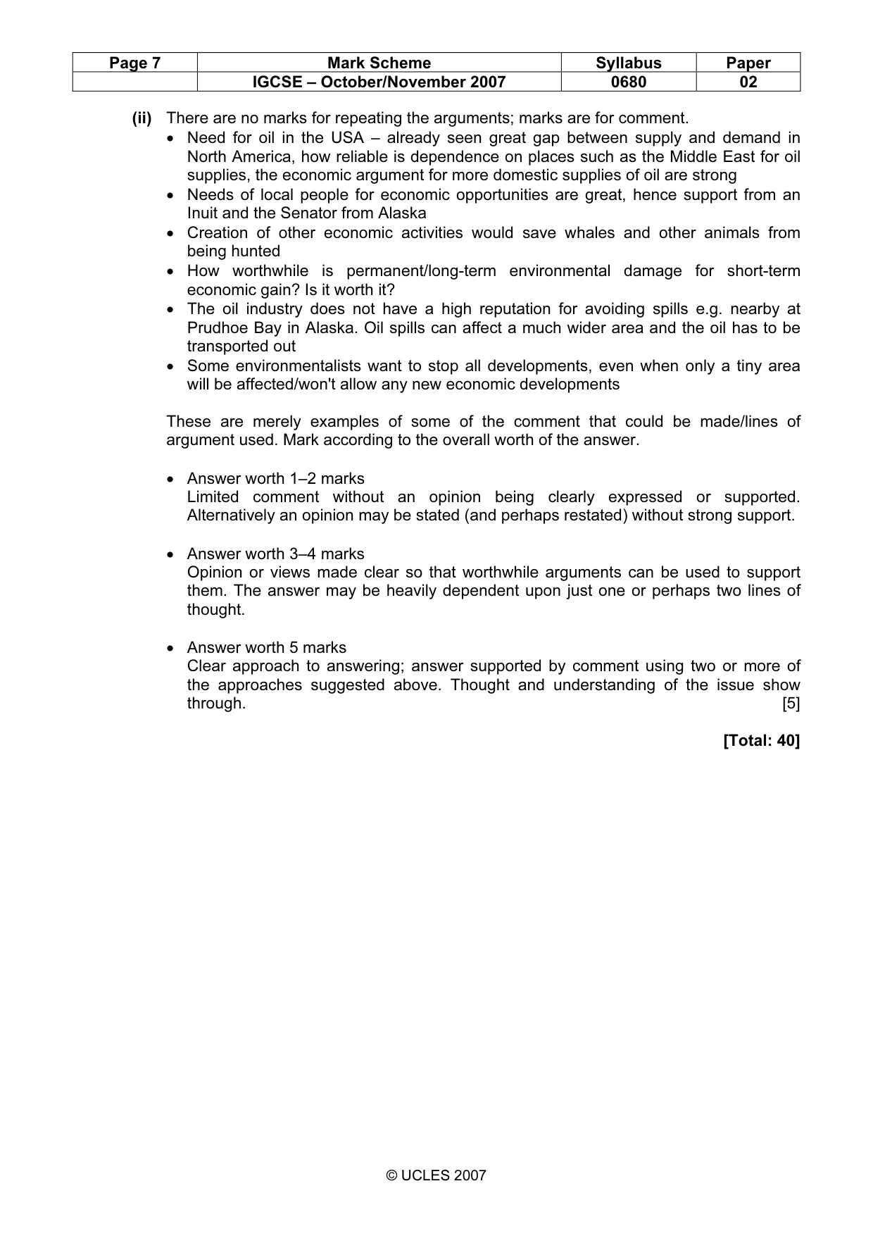 Mark scheme, page 7 of 7