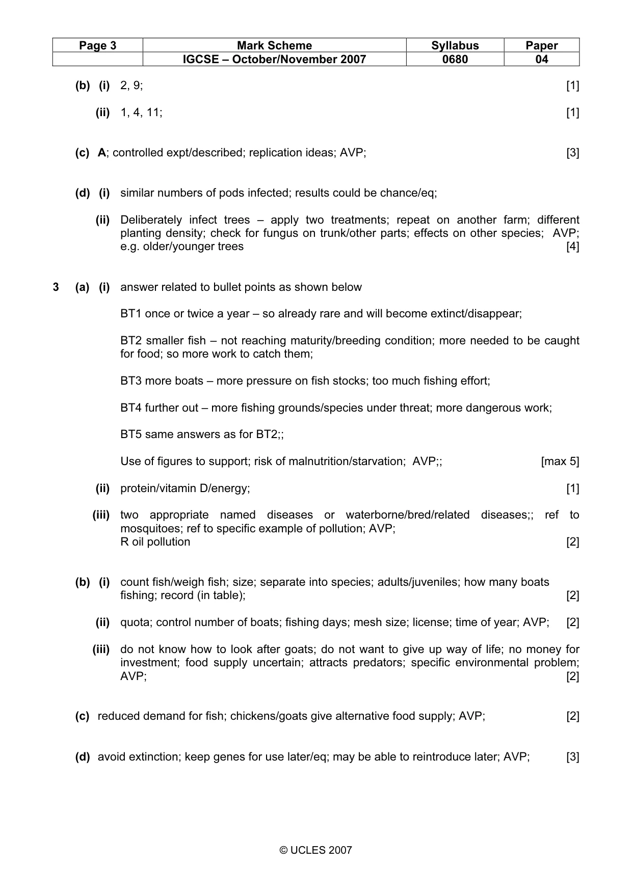Mark scheme, page 3 of 3