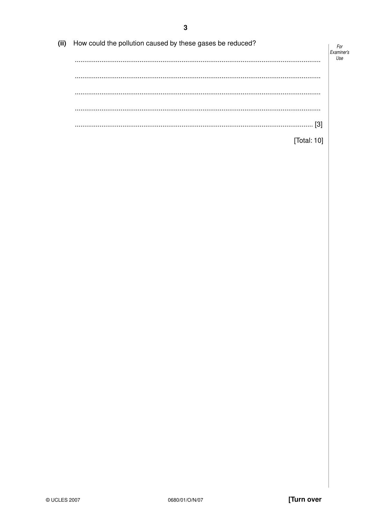 Cambridge IGCSE Environmental Management 0680 2007 Oct/Nov Paper 1 · Variant 1 question paper, page 3 of 12