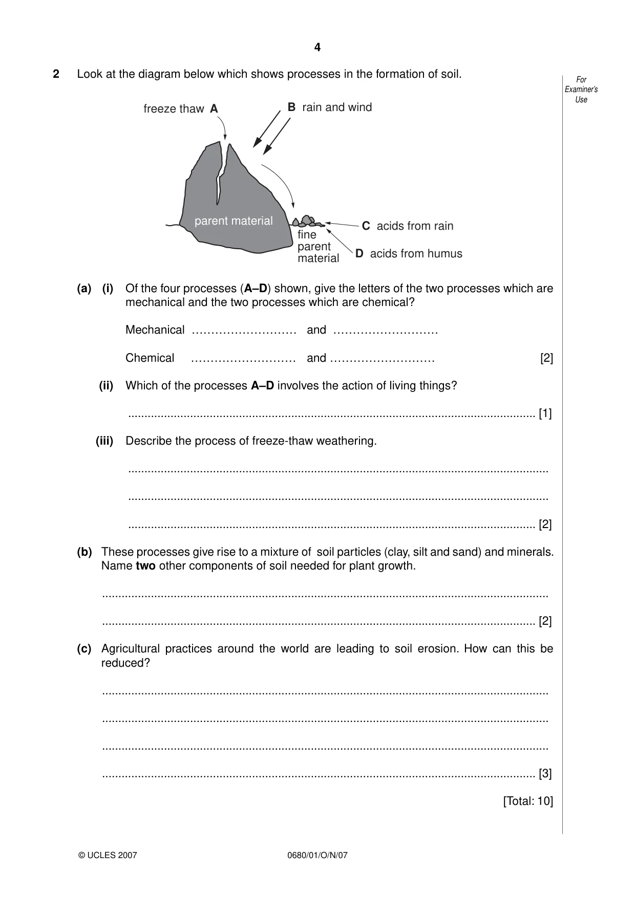 Cambridge IGCSE Environmental Management 0680 2007 Oct/Nov Paper 1 · Variant 1 question paper, page 4 of 12