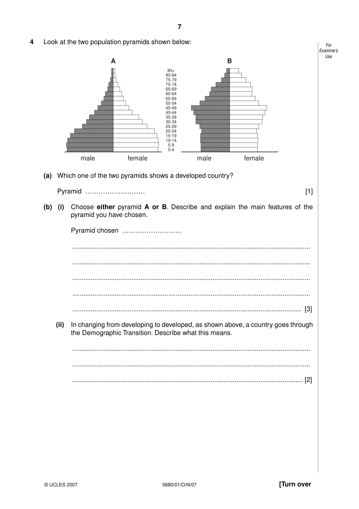 Cambridge IGCSE Environmental Management 0680 2007 Oct/Nov Paper 1 · Variant 1 question paper, page 7 of 12