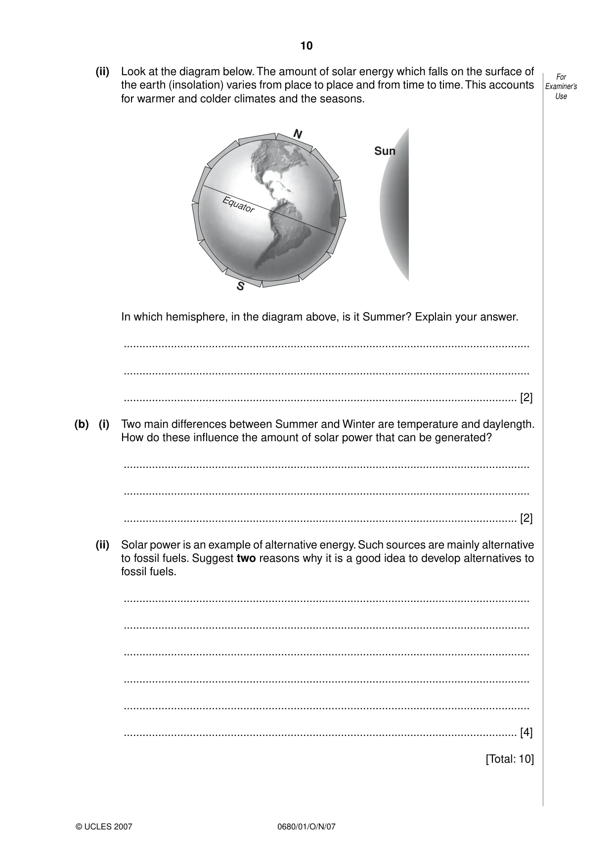 Cambridge IGCSE Environmental Management 0680 2007 Oct/Nov Paper 1 · Variant 1 question paper, page 10 of 12