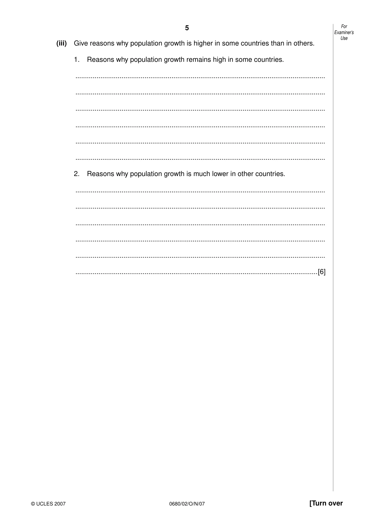 Cambridge IGCSE Environmental Management 0680 2007 Oct/Nov Paper 2 · Variant 1 question paper, page 5 of 20