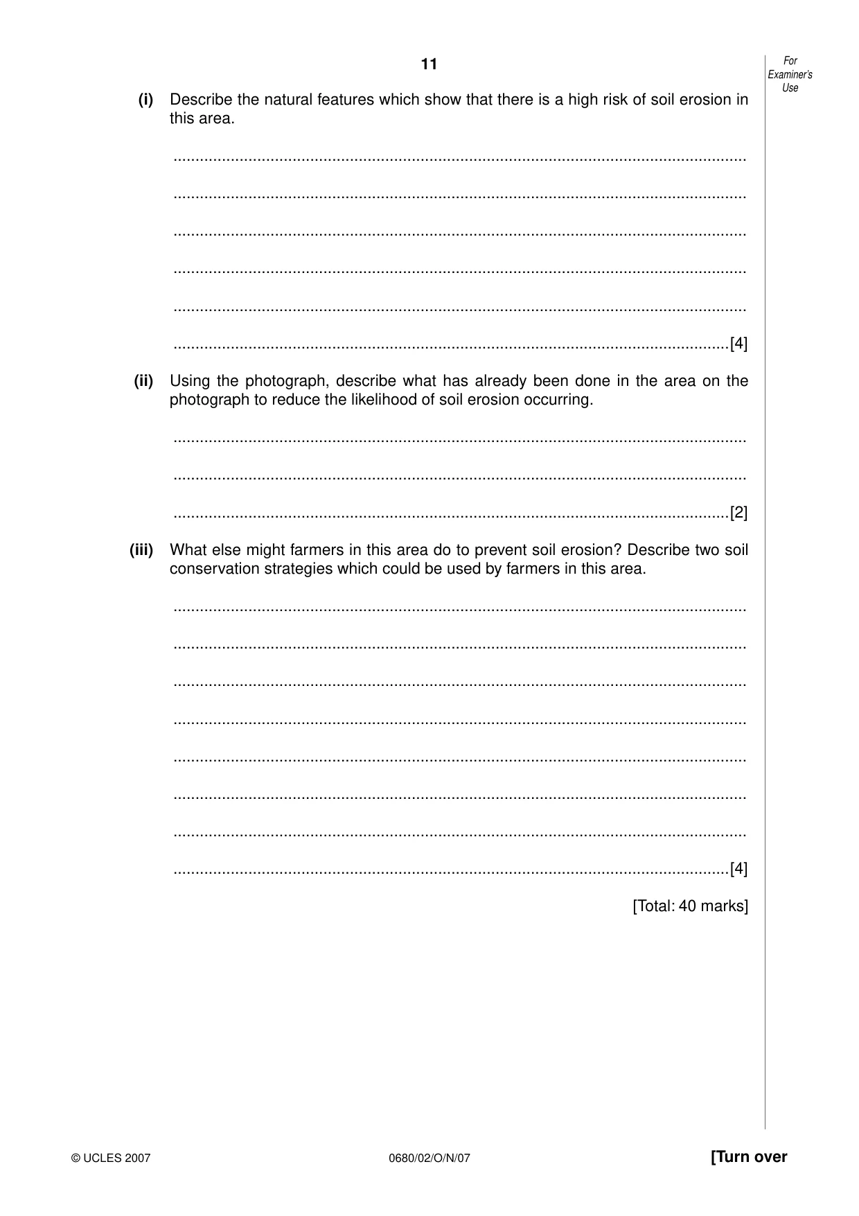 Cambridge IGCSE Environmental Management 0680 2007 Oct/Nov Paper 2 · Variant 1 question paper, page 11 of 20