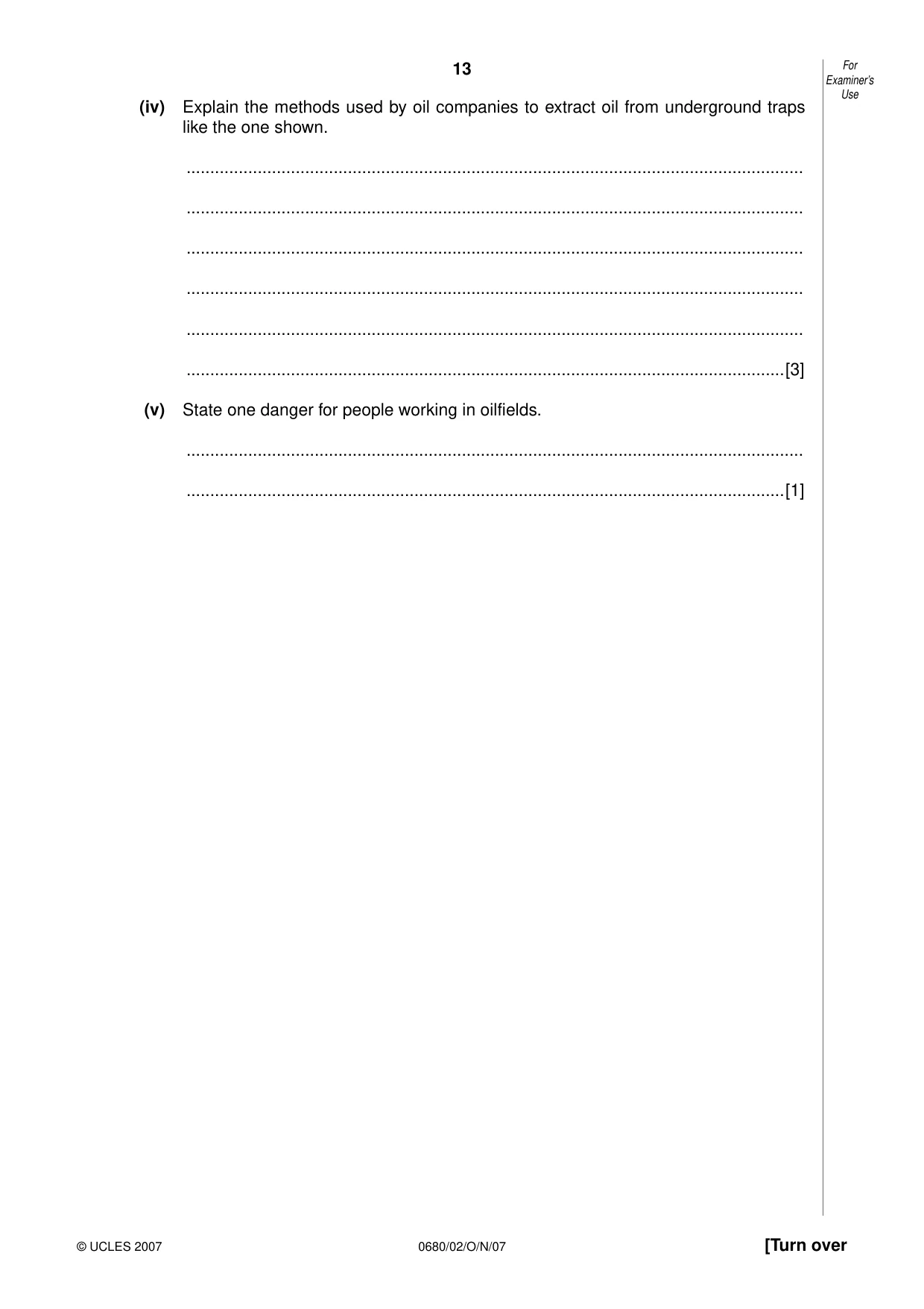 Cambridge IGCSE Environmental Management 0680 2007 Oct/Nov Paper 2 · Variant 1 question paper, page 13 of 20