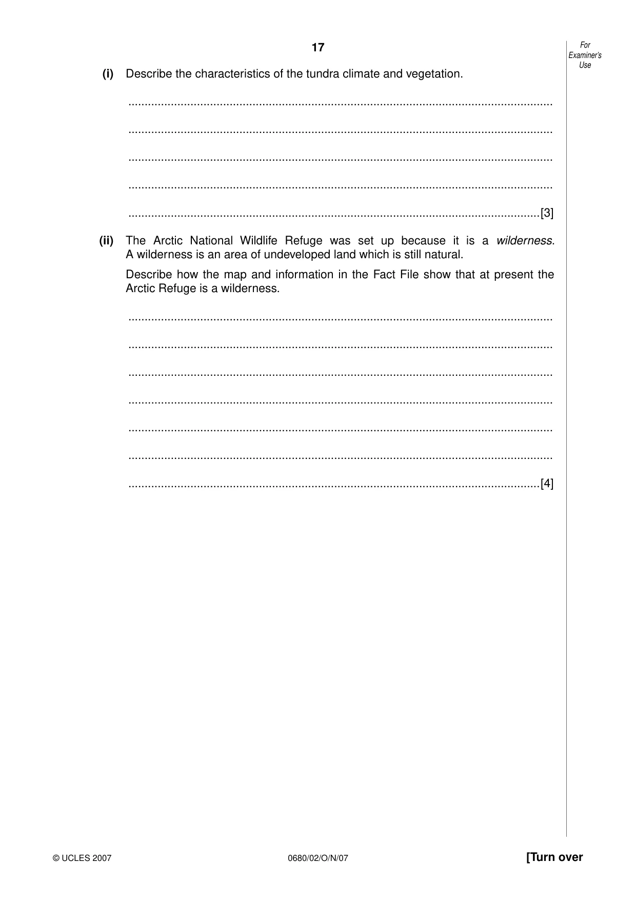 Cambridge IGCSE Environmental Management 0680 2007 Oct/Nov Paper 2 · Variant 1 question paper, page 17 of 20